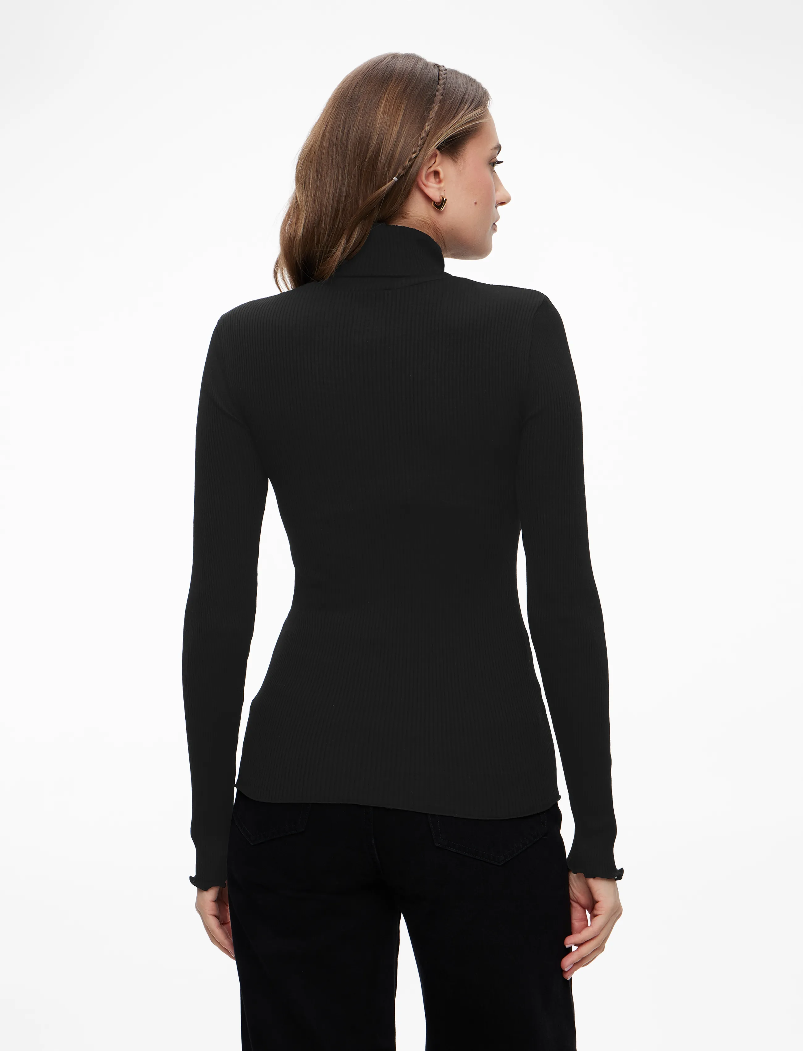 Rosemunde - RWBeatha Silk LS Rollneck T-shirt - langærmede toppe - black - 3