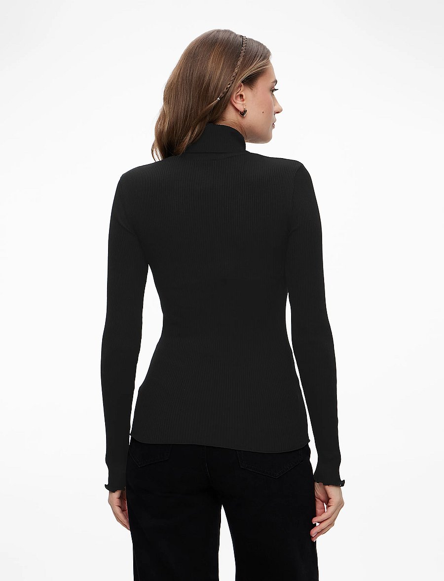 Rosemunde - RWBeatha Silk LS Rollneck T-shirt - långärmade toppar - black - 3