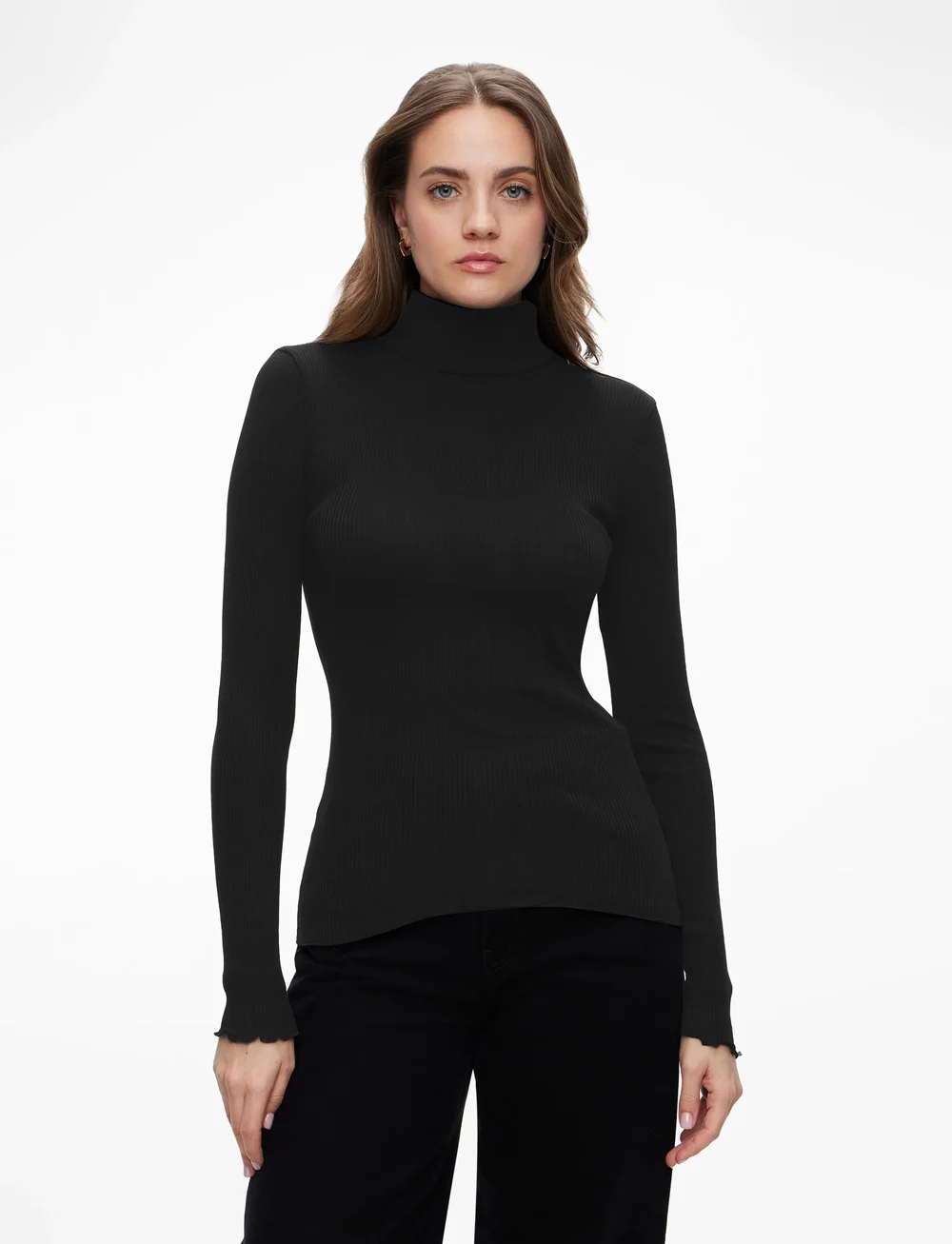 Rosemunde - RWBeatha Silk LS Rollneck T-shirt - polotröjor - black - 0