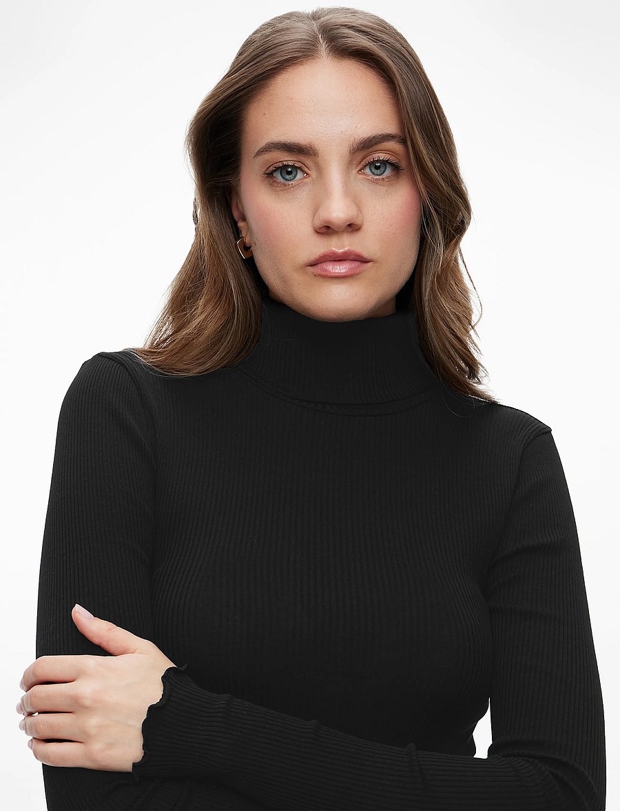 Rosemunde - RWBeatha Silk LS Rollneck T-shirt - långärmade toppar - black - 5