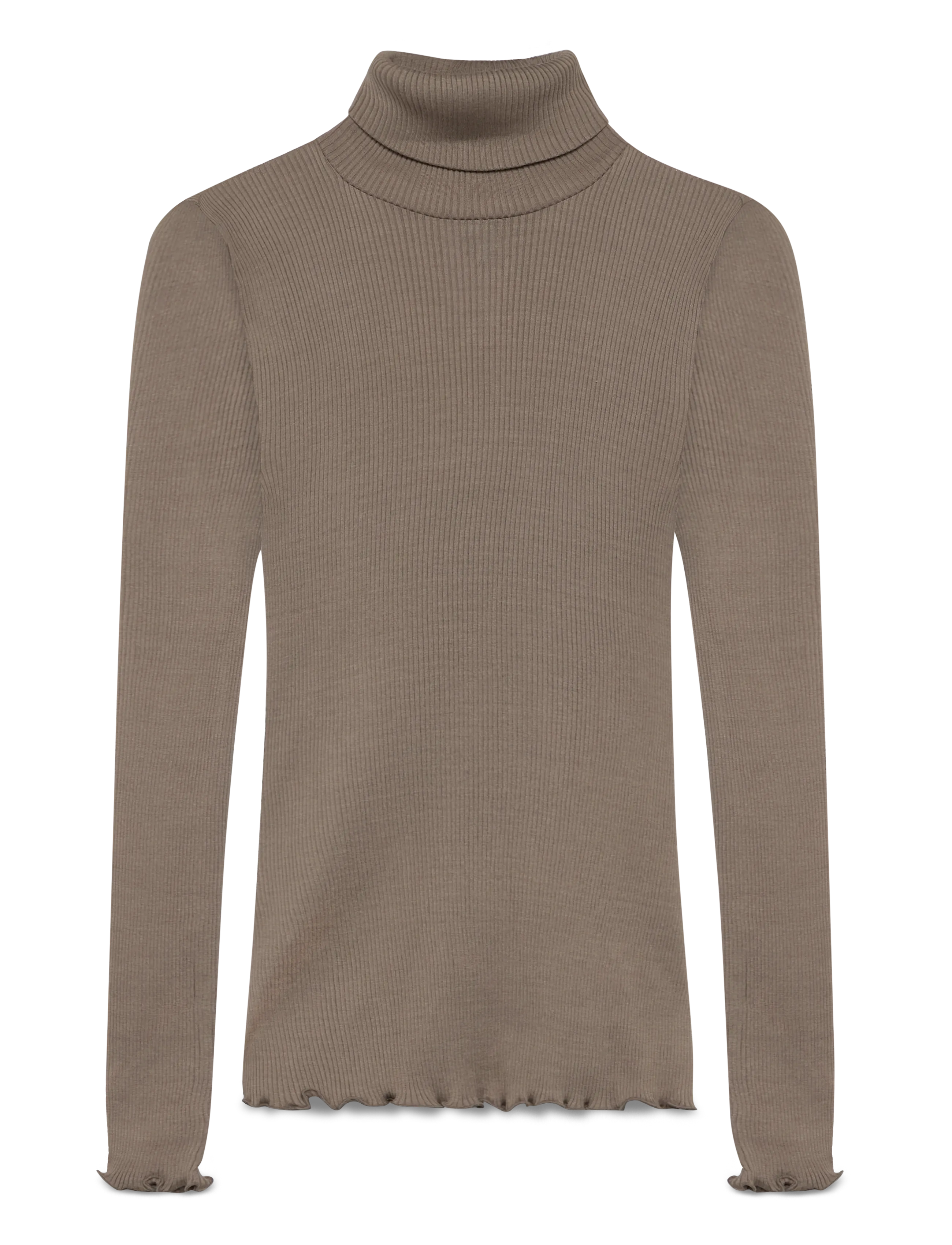 Rosemunde Rwbeatha Silk Ls Rollneck T-Shirt, Kvinder, Ribstrikket Rullekrave T-Shirt, Beige, Str: L