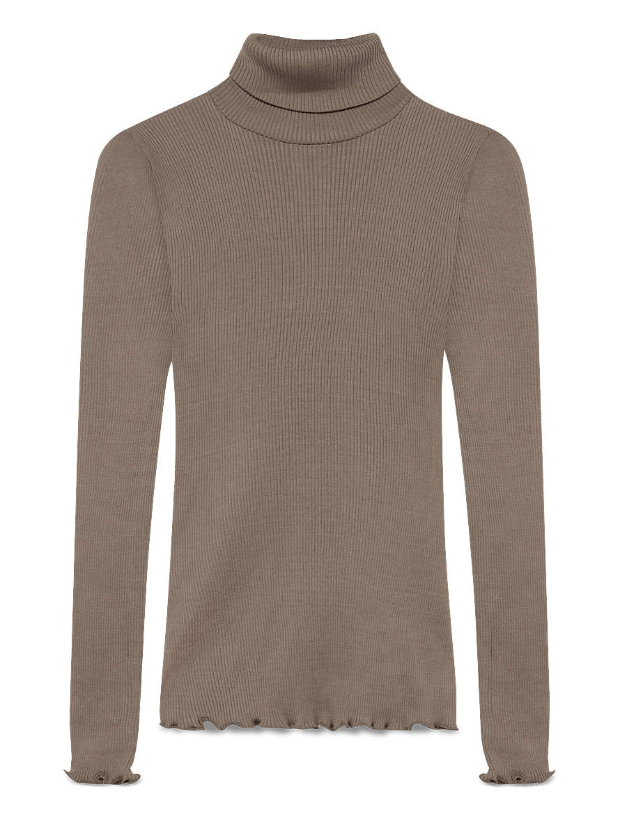 Rosemunde - RWBeatha Silk LS Rollneck T-shirt - langærmede toppe - falcon - 1