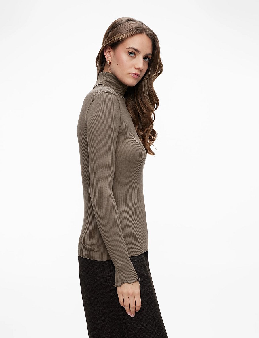 Rosemunde - RWBeatha Silk LS Rollneck T-shirt - langærmede toppe - falcon - 3
