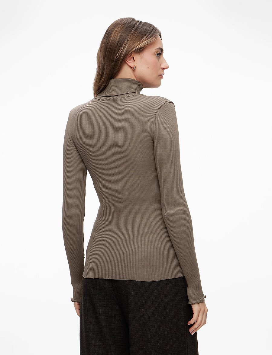 Rosemunde - RWBeatha Silk LS Rollneck T-shirt - langærmede toppe - falcon - 4