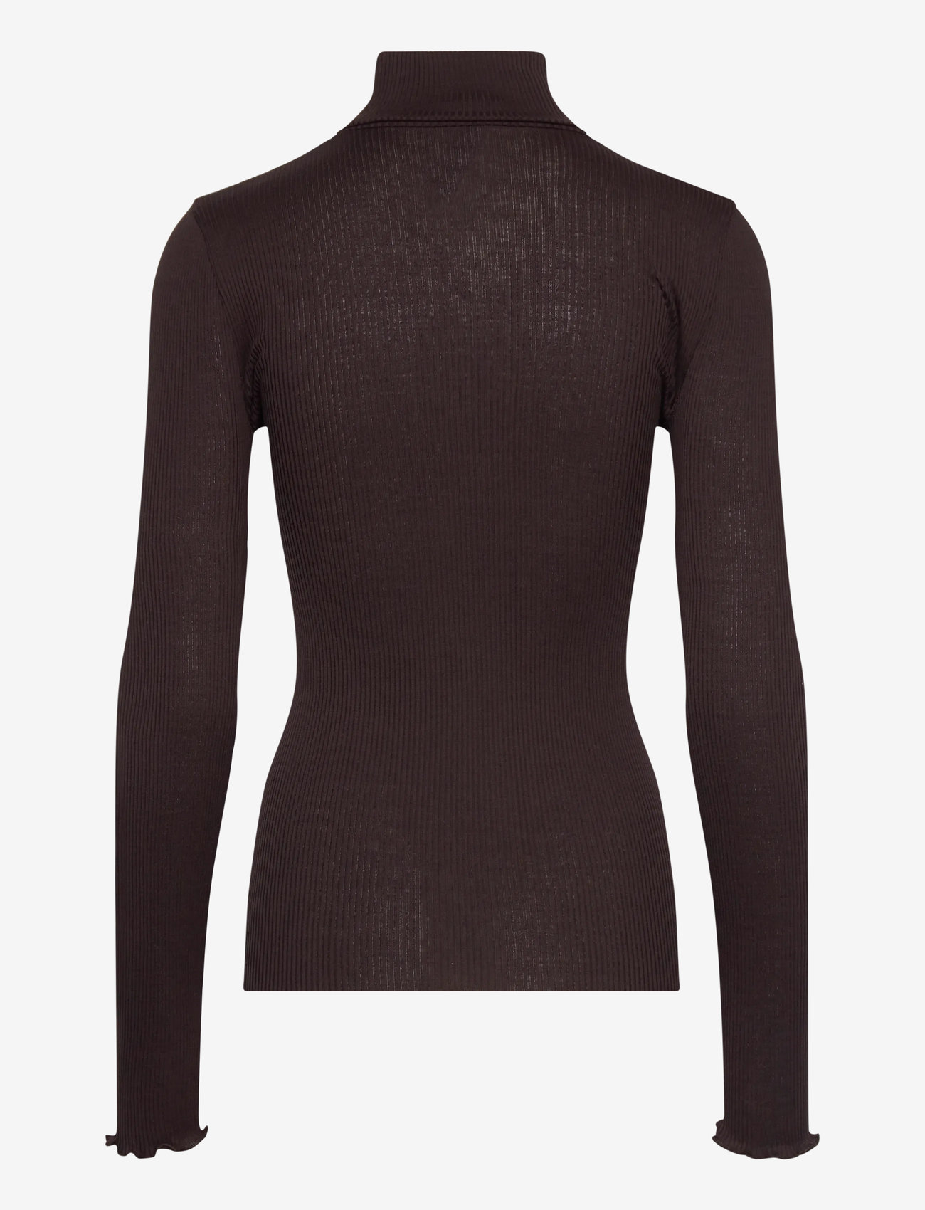 Rosemunde - RWBeatha Silk LS Rollneck T-shirt - polotröjor - ganache - 1