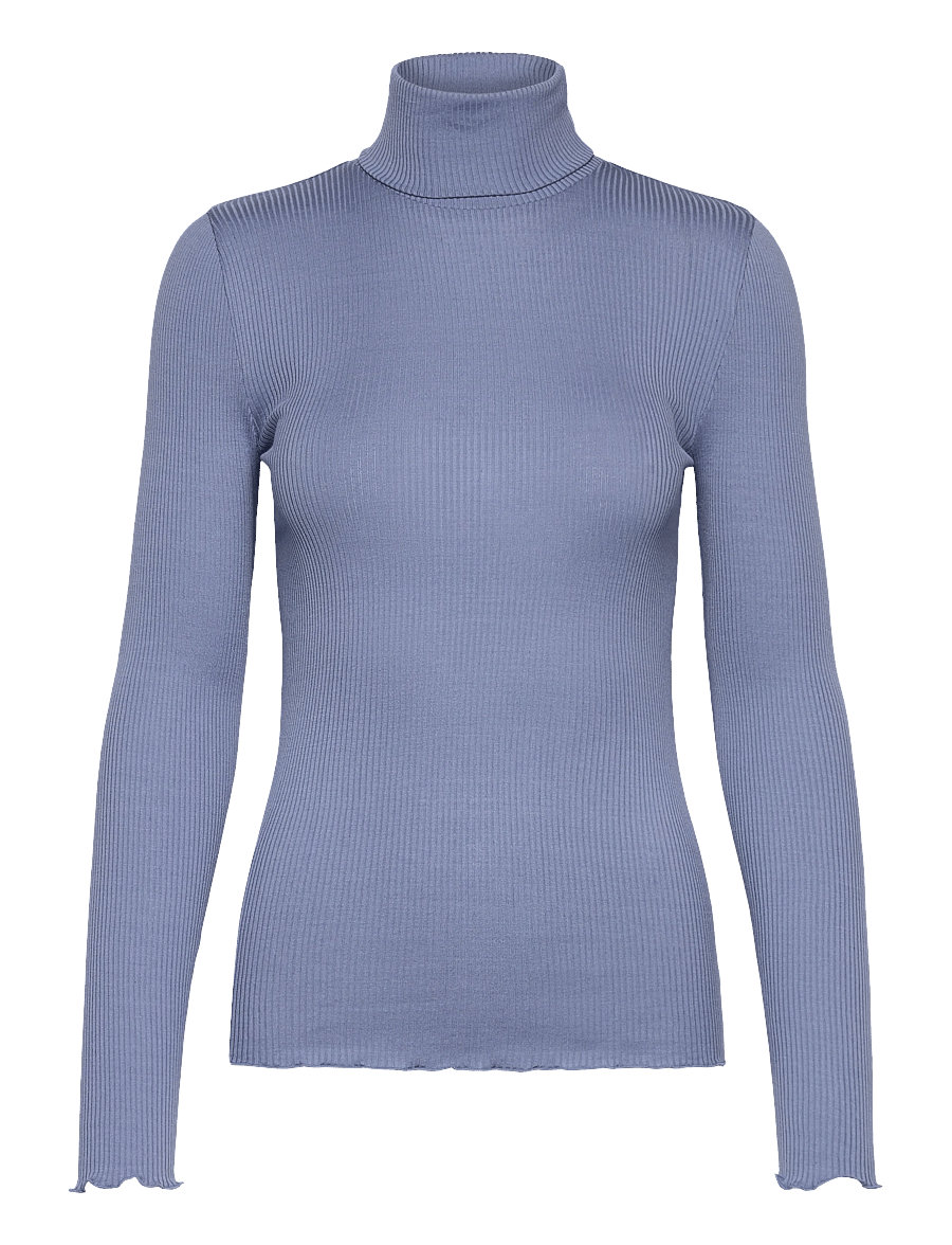 Rosemunde - RWBeatha Silk LS Rollneck T-shirt - long-sleeved tops - infinity - 0