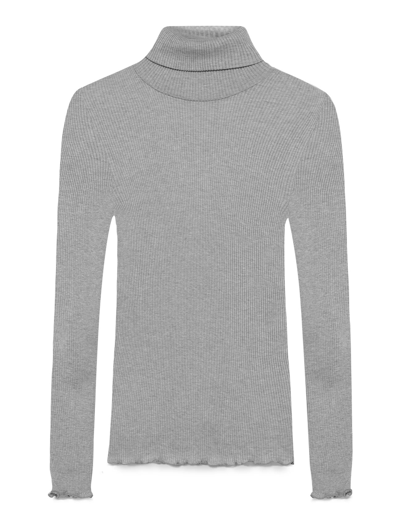 Rosemunde - RWBeatha Silk LS Rollneck T-shirt - turtlenecks - light grey melange - 1