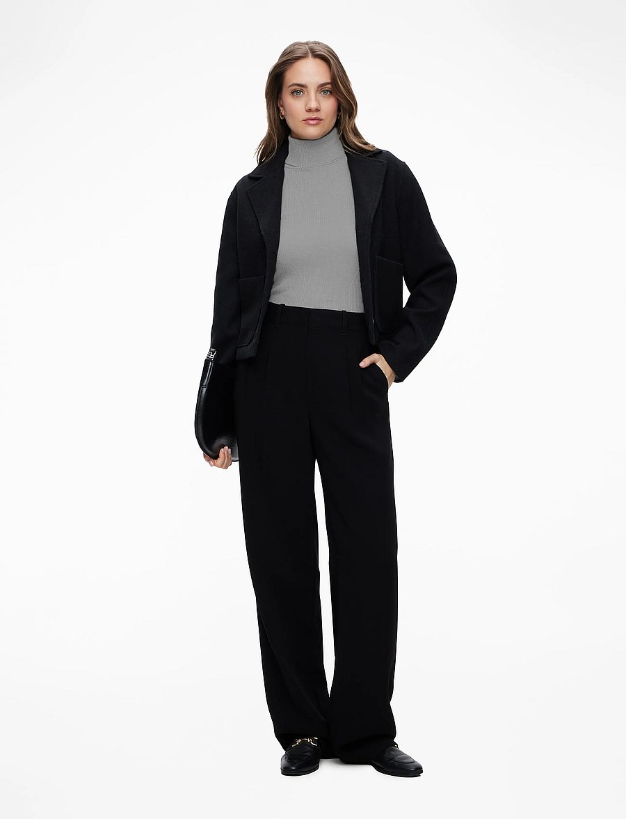 Rosemunde - RWBeatha Silk LS Rollneck T-shirt - långärmade toppar - light grey melange - 2