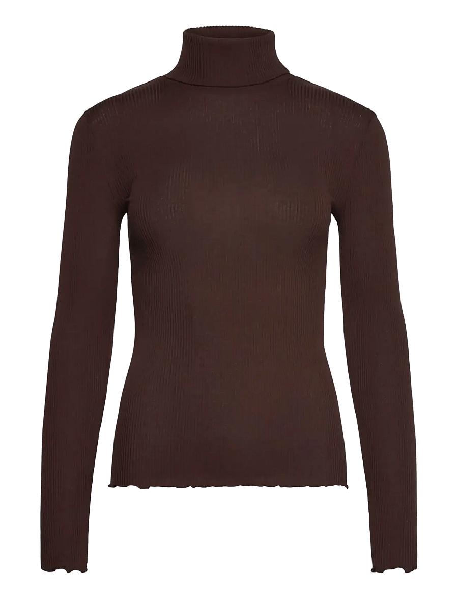 Rosemunde - RWBeatha Silk LS Rollneck T-shirt - langermede topper - mole - 0