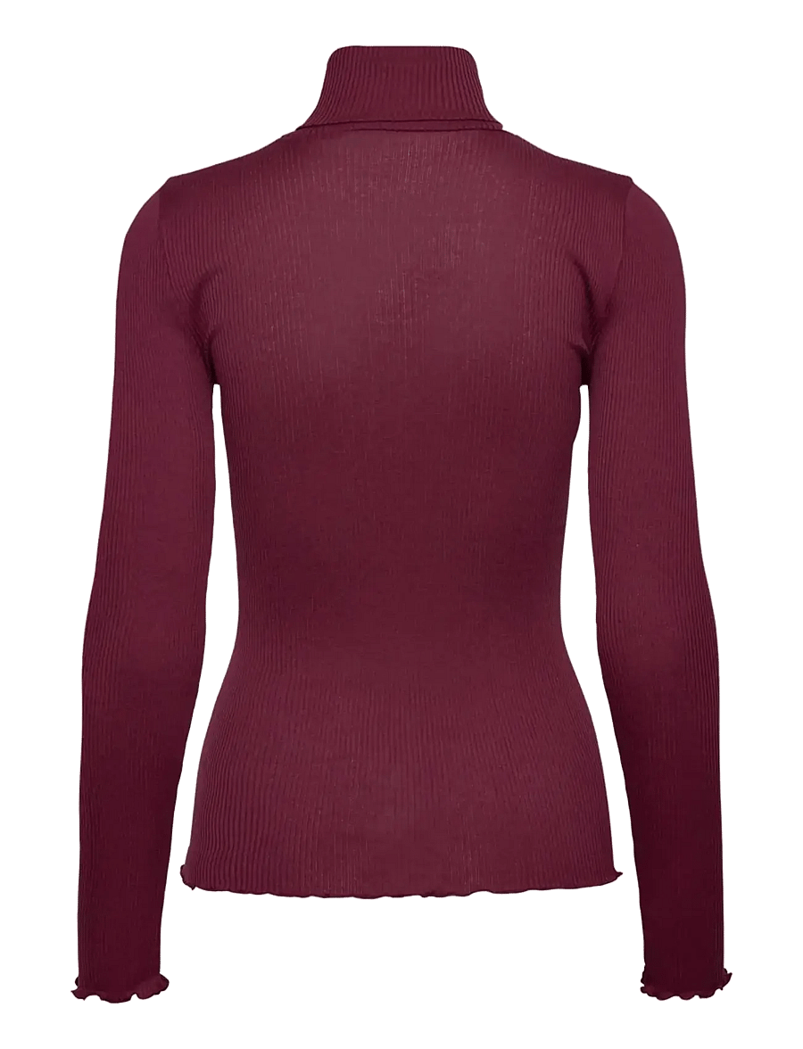 Rosemunde - RWBeatha Silk LS Rollneck T-shirt - long-sleeved tops - windsor wine - 1