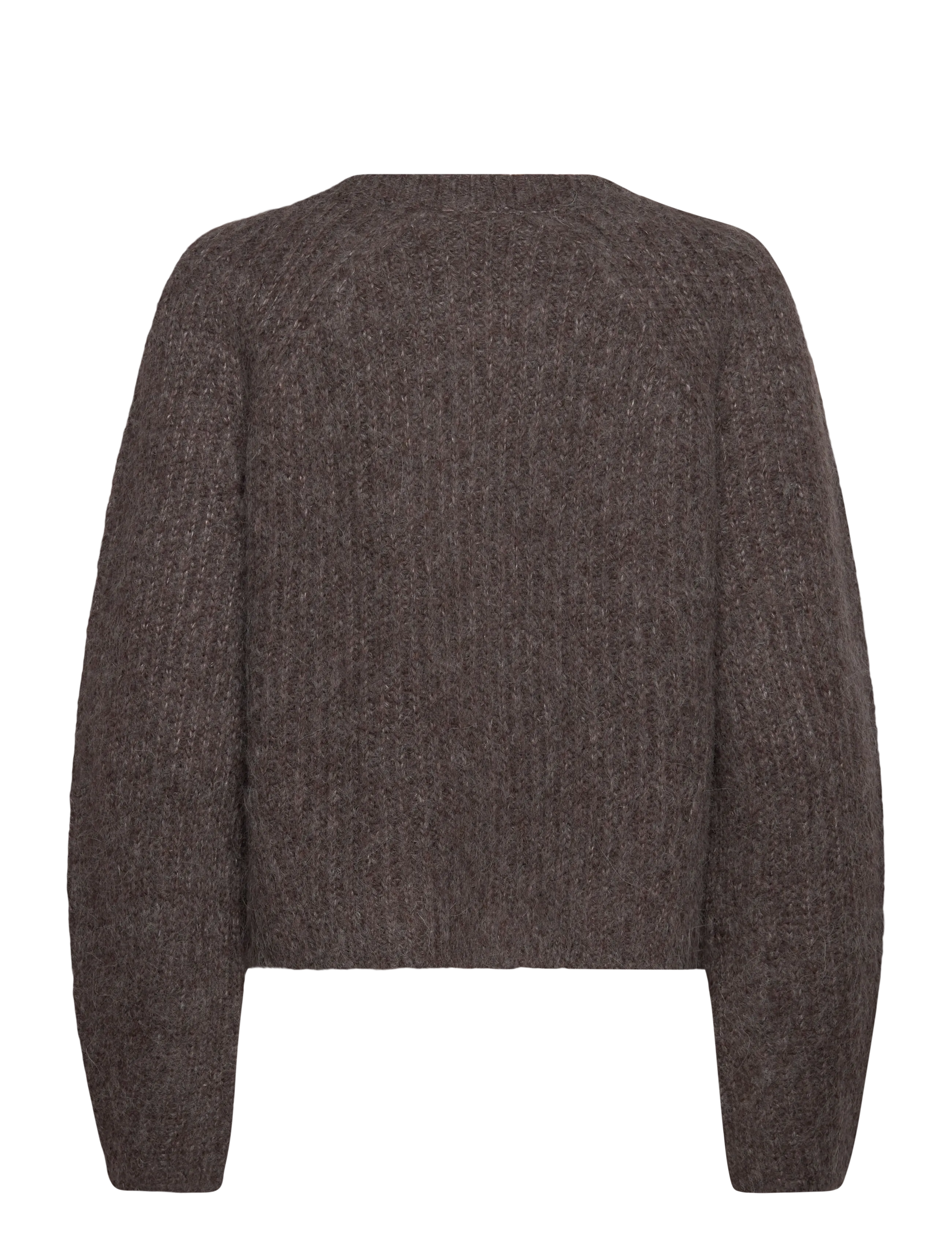 Rosemunde - RWTulip Wool Blend LS O-neck Rib Kn - cardigans - brown grey mel - 2
