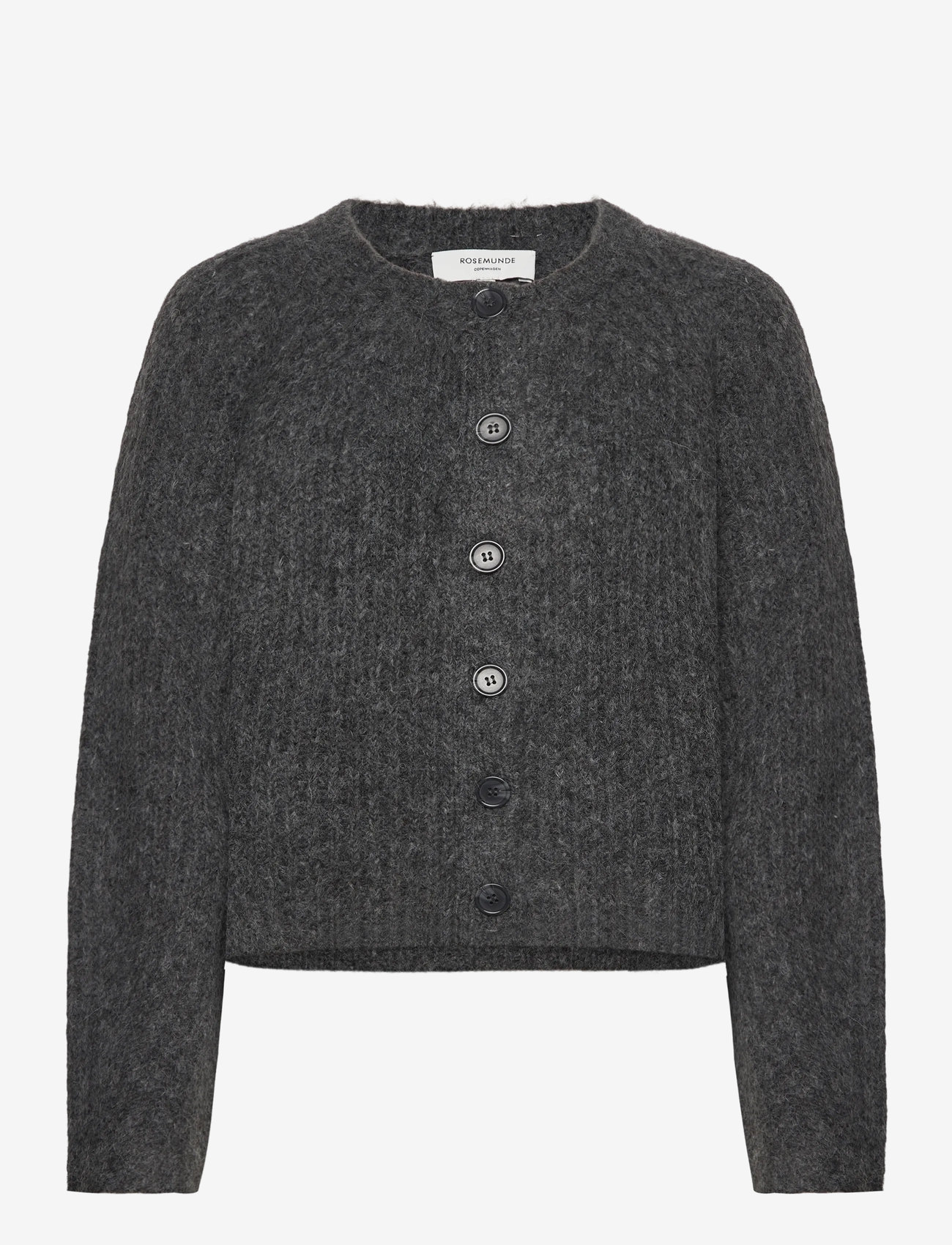 Rosemunde - RWTulip Wool Blend LS O-neck Rib Kn - koftor - medium grey melange - 0