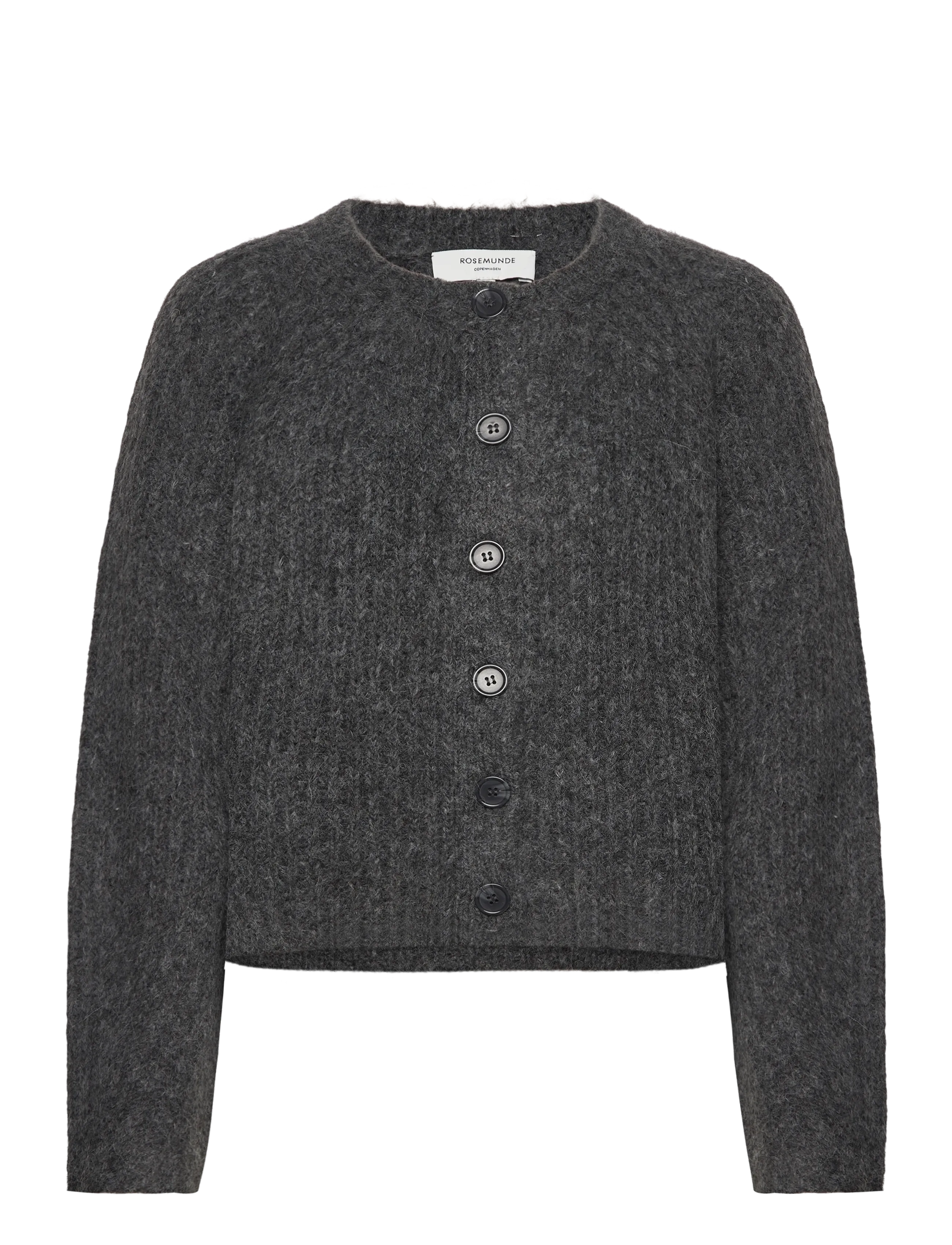 Rosemunde RWTulip Wool Blend LS O-neck Rib Kn - Transitional Layering - MEDIUM GREY MELANGE / grey