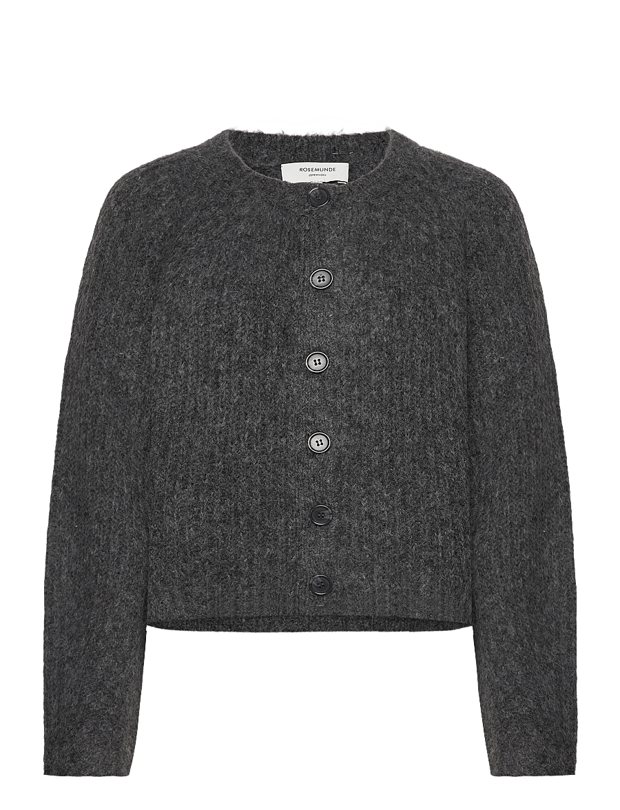 Rosemunde - RWTulip Wool Blend LS O-neck Rib Kn - cardigans - medium grey melange - 0