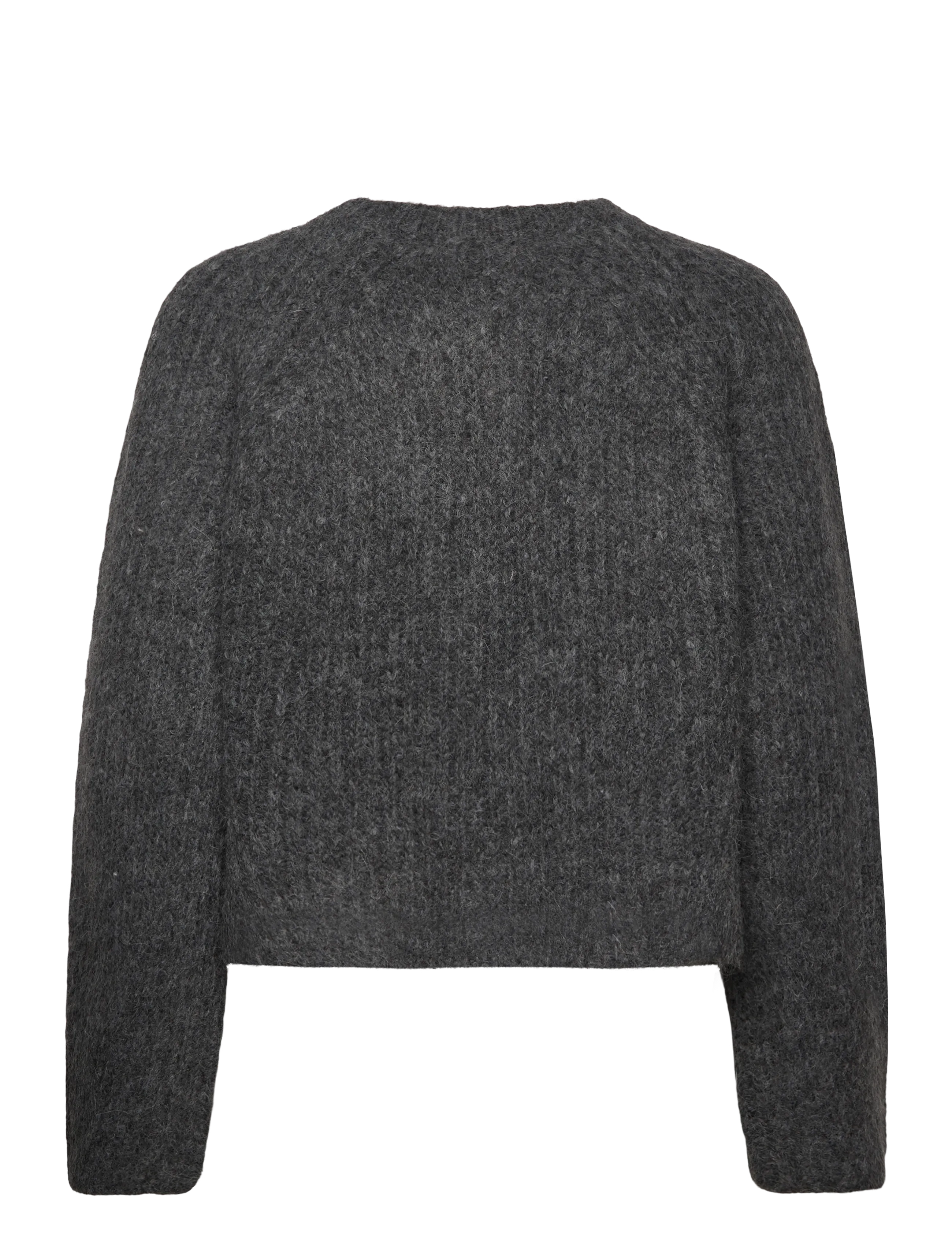 Rosemunde - RWTulip Wool Blend LS O-neck Rib Kn - kardiganid - medium grey melange - 1