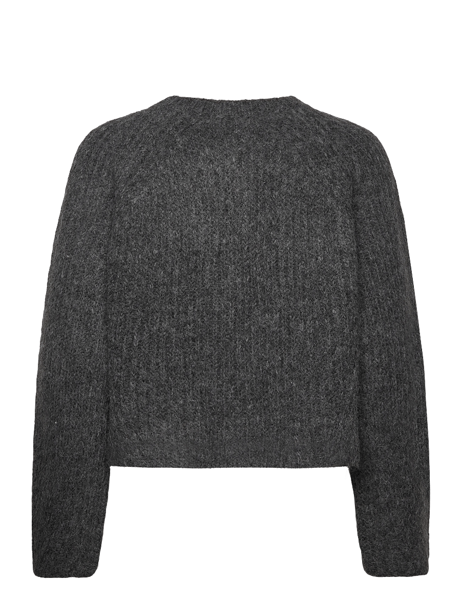 Rosemunde - RWTulip Wool Blend LS O-neck Rib Kn - cardigans - medium grey melange - 1