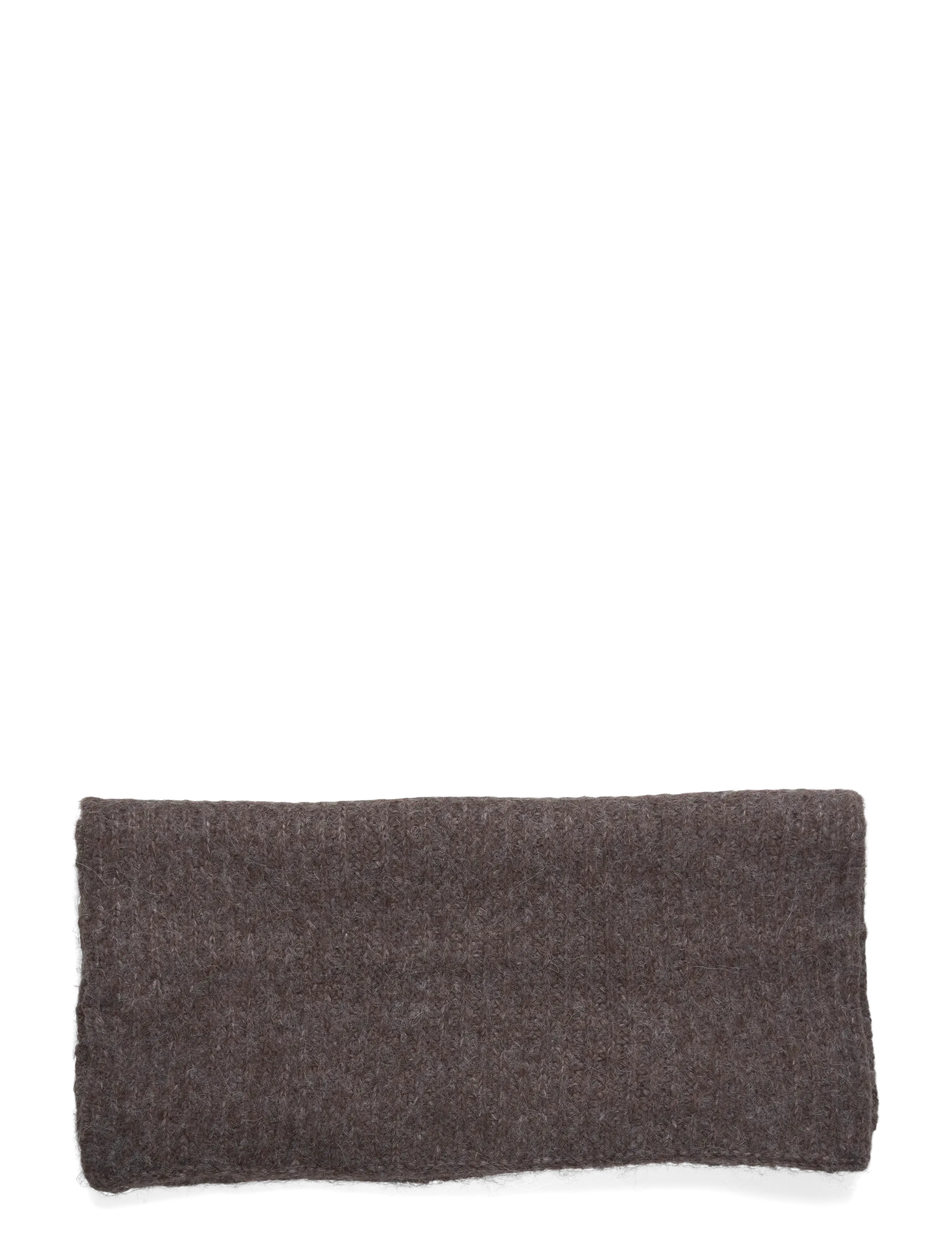 Rosemunde - RWTulip Wool Blend Rib Knit Scarf - talvesallid - brown grey mel - 1