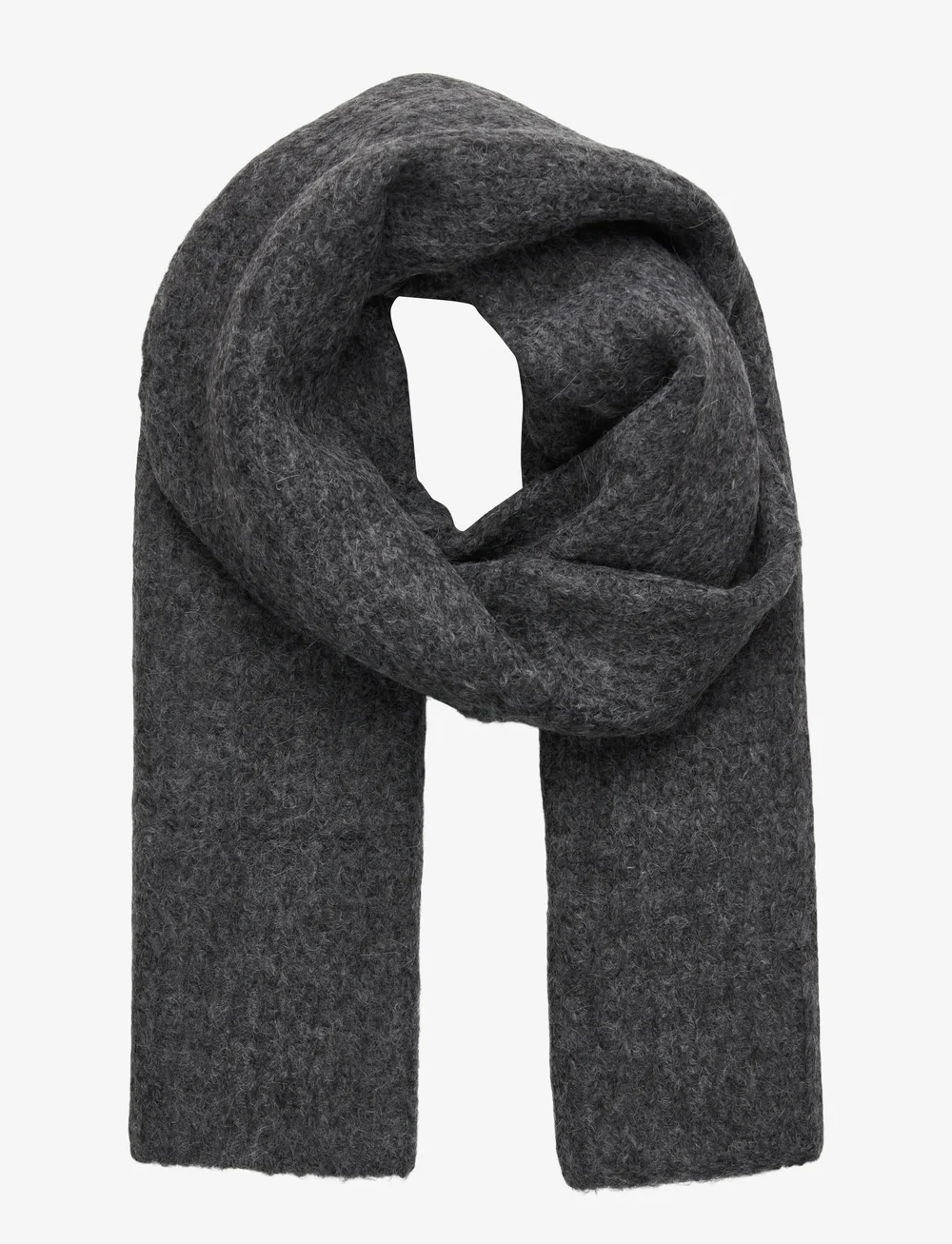 Rosemunde - RWTulip Wool Blend Rib Knit Scarf - talvesallid - medium grey melange - 0