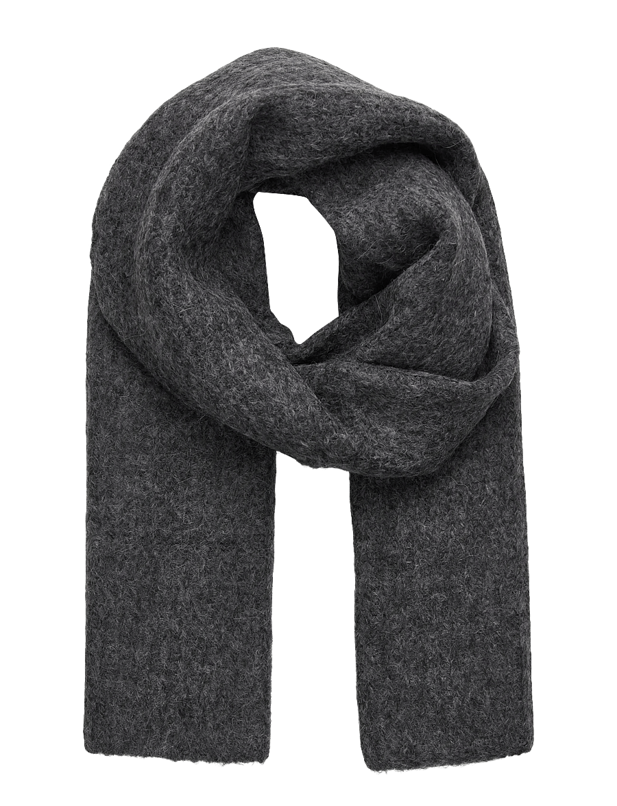 Rosemunde - RWTulip Wool Blend Rib Knit Scarf - halstørklæder - medium grey melange - 0