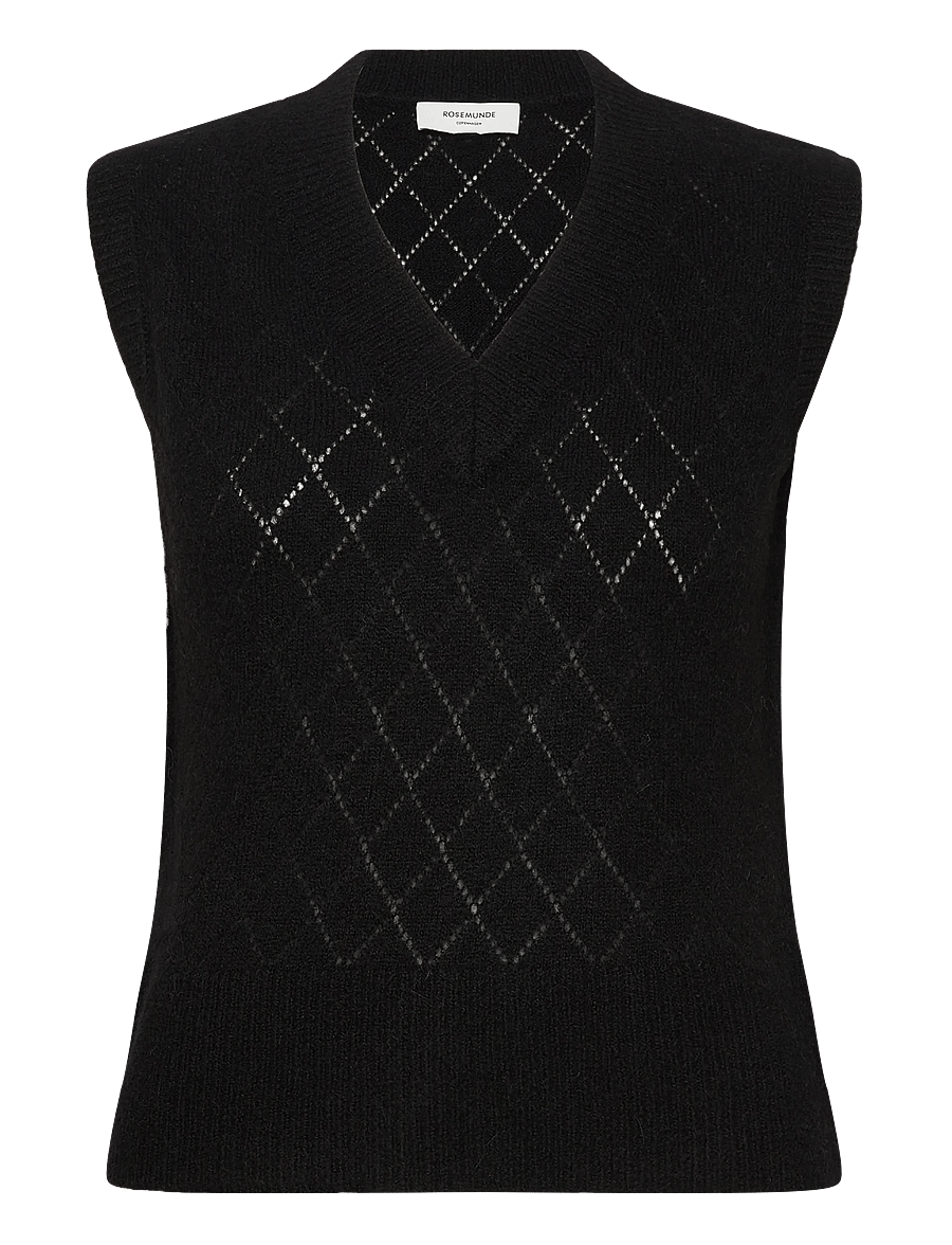 Rosemunde - RWAida Alpaca SL V-neck Vest - strickwesten - black - 0