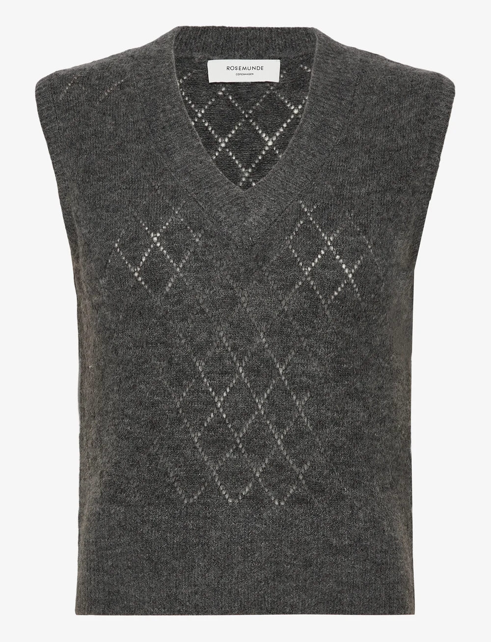 Rosemunde - RWAida Alpaca SL V-neck Vest - kootud vestid - medium grey melange - 0