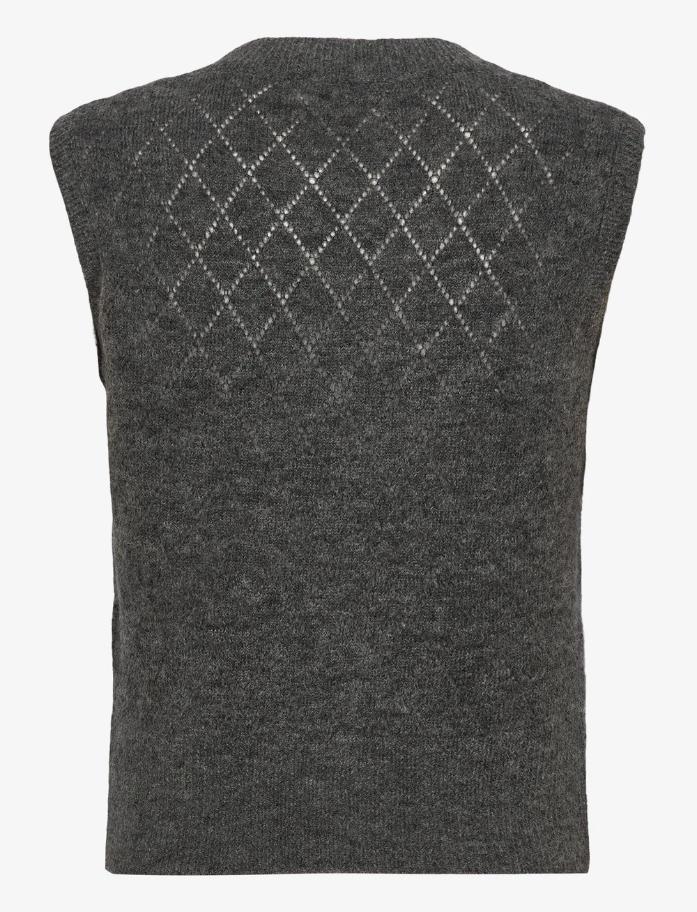 Rosemunde - RWAida Alpaca SL V-neck Vest - kootud vestid - medium grey melange - 1