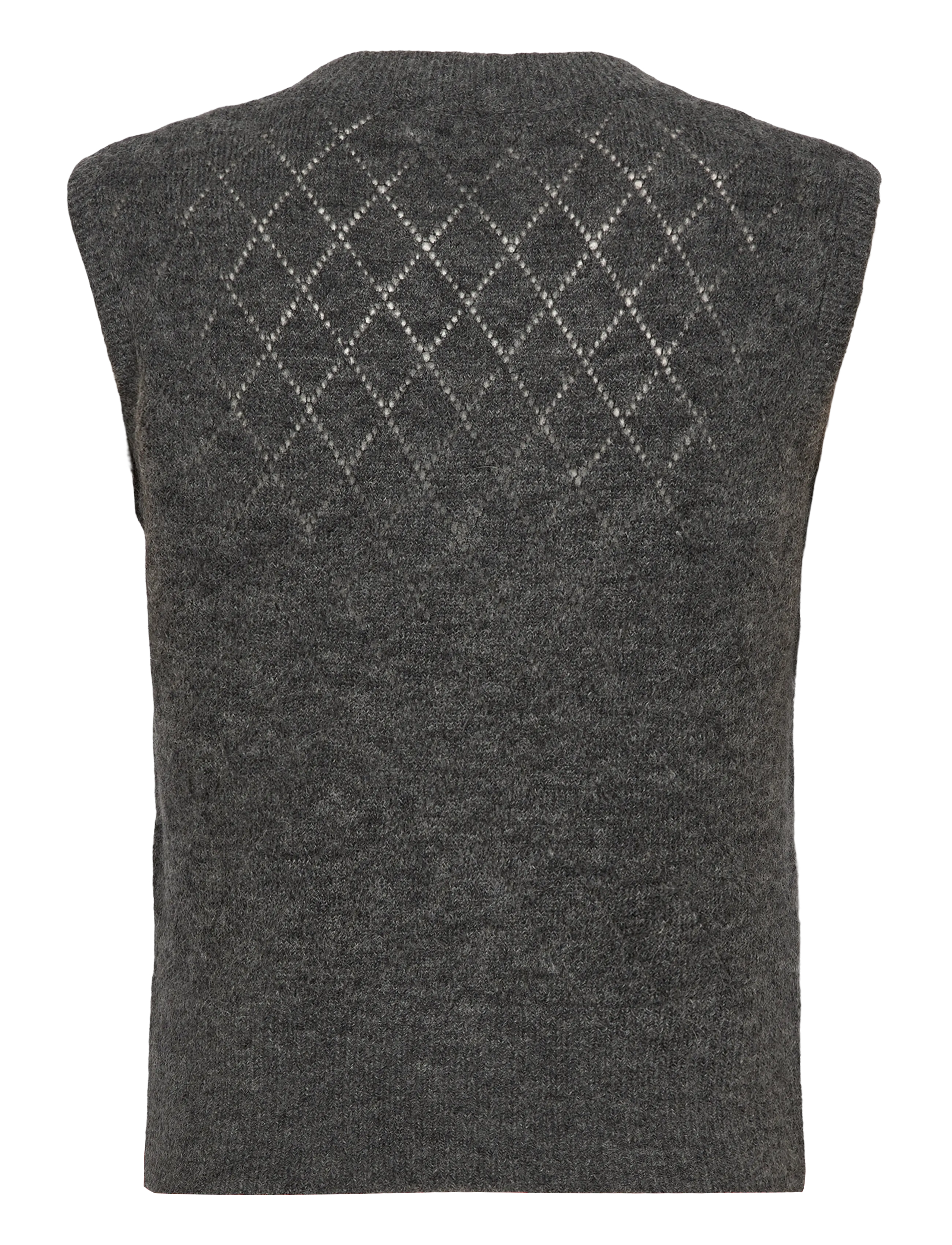 Rosemunde - RWAida Alpaca SL V-neck Vest - strikveste - medium grey melange - 1