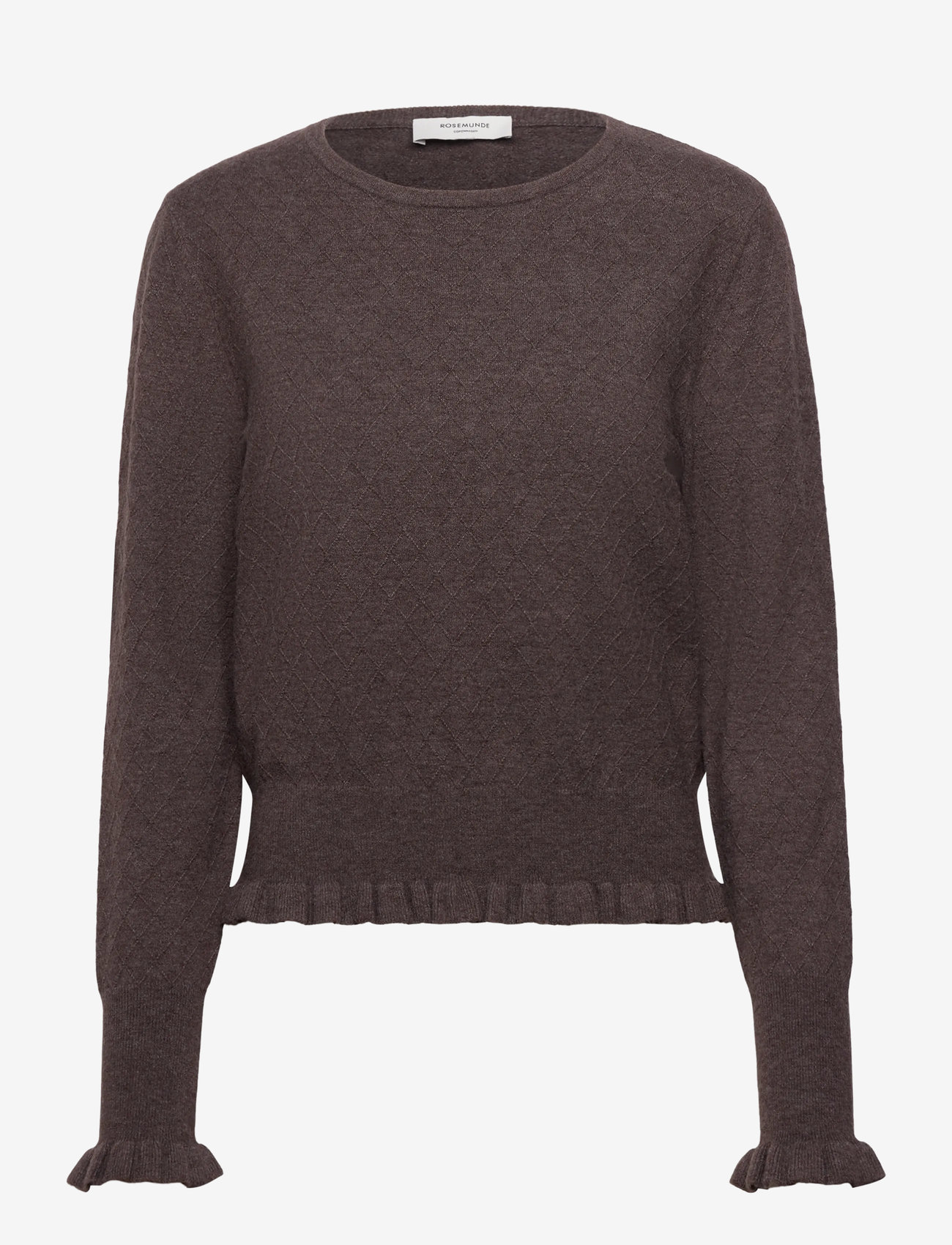 Rosemunde - RWDahlia LS O-Neck Pullover - långärmade toppar - brown grey mel - 0