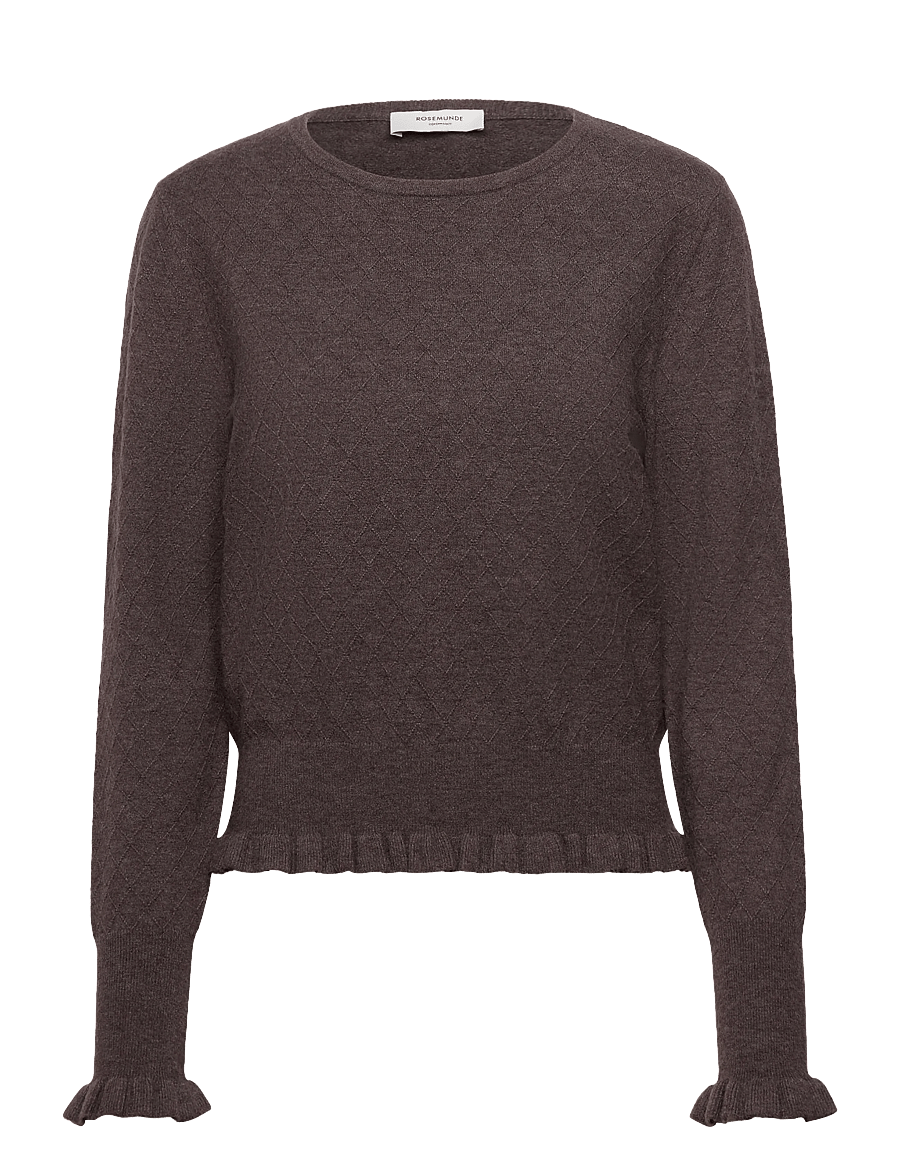 Rosemunde - RWDahlia LS O-Neck Pullover - long-sleeved tops - brown grey mel - 0