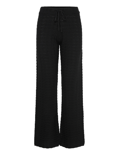 Rosemunde RWSanna MW Straight Trousers - Pyjama Pants - BLACK W/ BLACK STRIPE / black