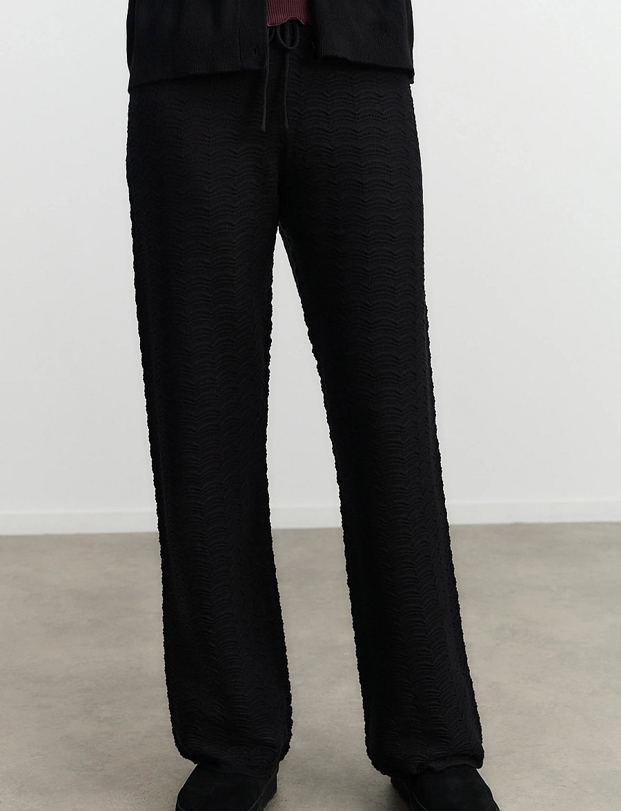 Rosemunde - RWSanna MW Straight Trousers - pyjamahosen - black w/ black stripe - 0