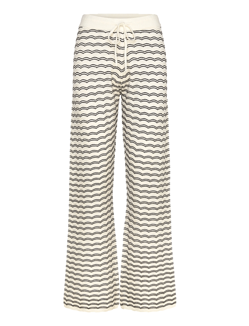 Rosemunde - RWSanna MW Straight Trousers - pidžaamapüksid - ivory w/black stripe - 1
