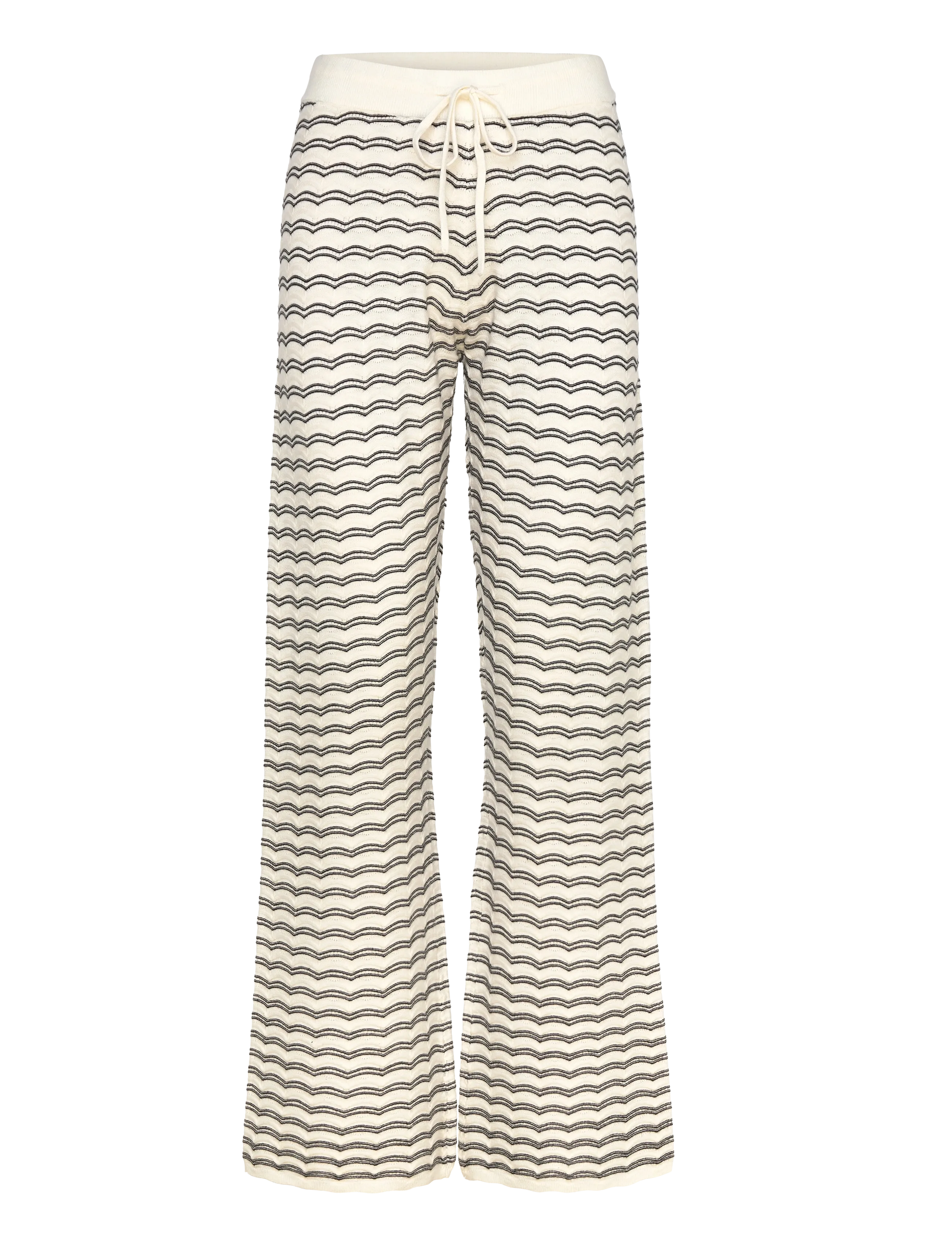 Rosemunde RWSanna MW Straight Trousers - Hosen - IVORY W/BLACK STRIPE / white