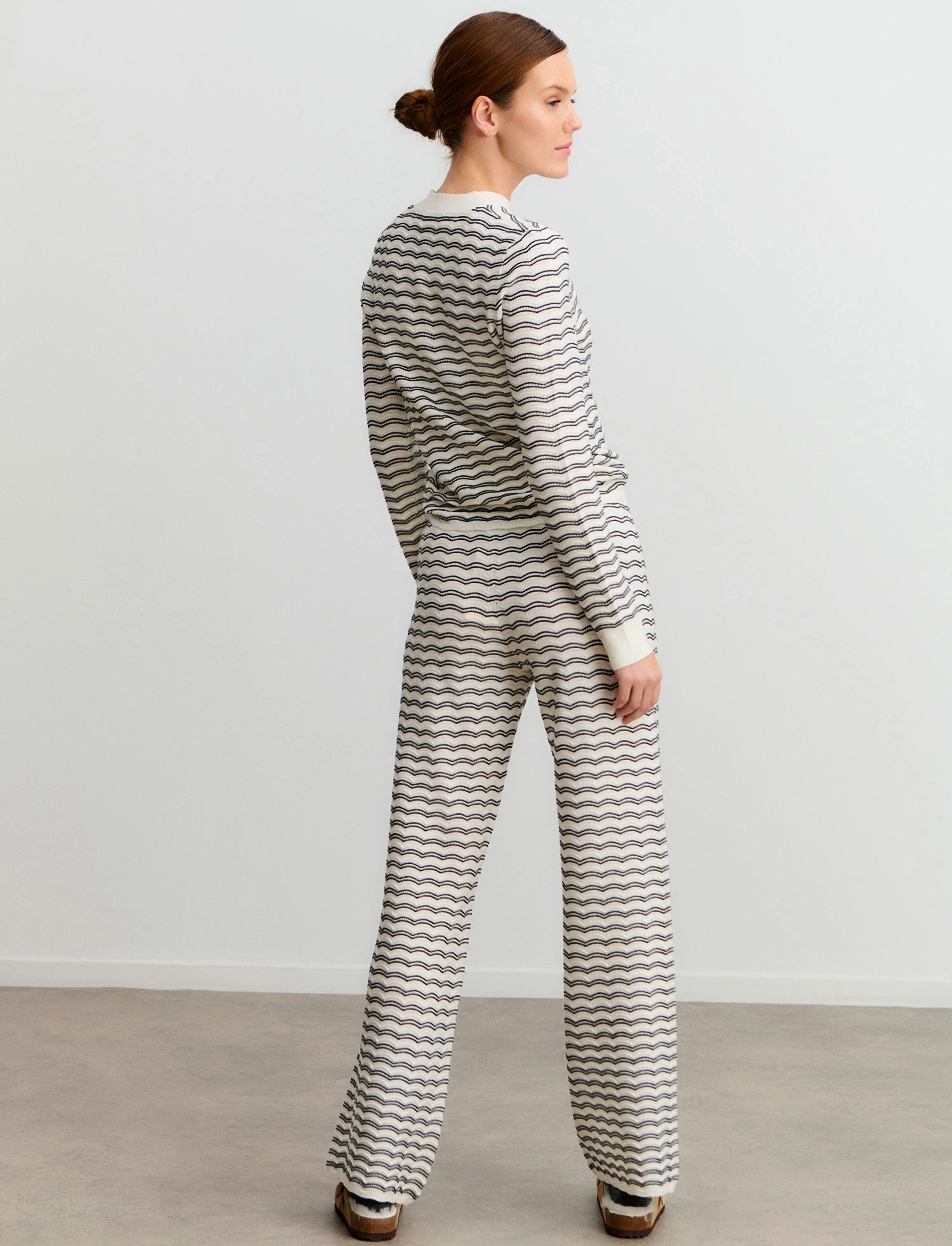 Rosemunde - RWSanna MW Straight Trousers - underdele - ivory w/black stripe - 3