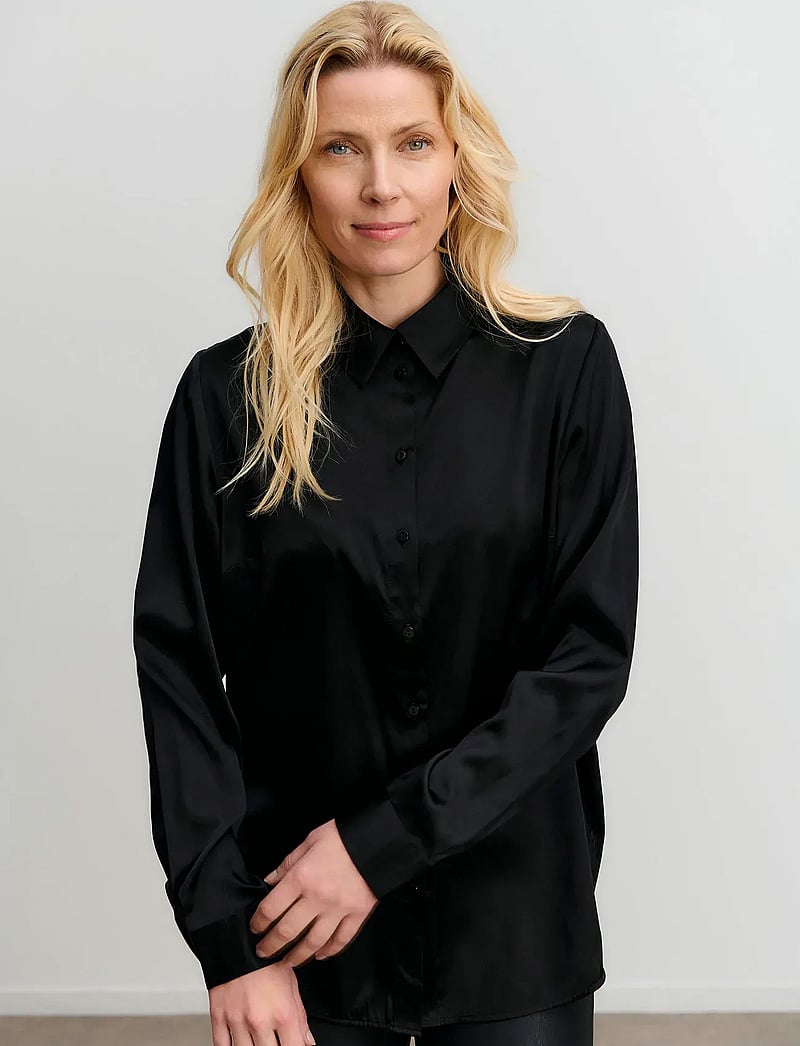 Rosemunde - RWJade Silk LS Shirt - pikkade varrukatega särgid - black - 0