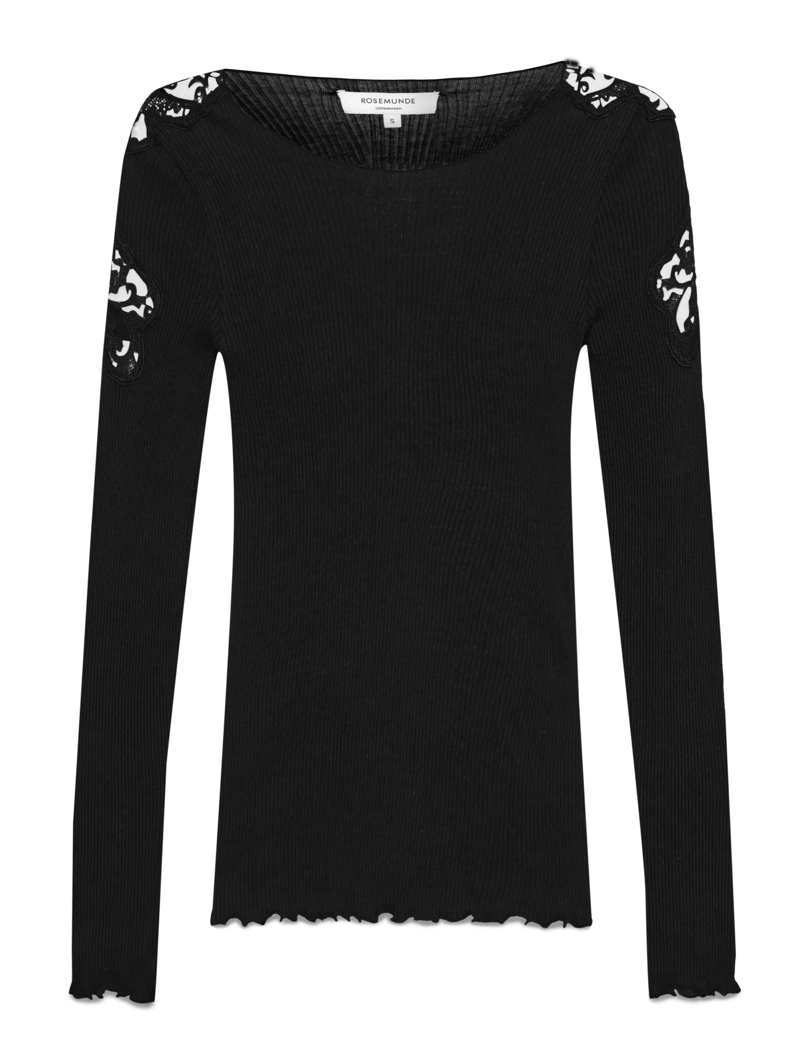 Rosemunde - RWBaybay LS Lace T-shirt - topy z długimi rękawami - black - 1
