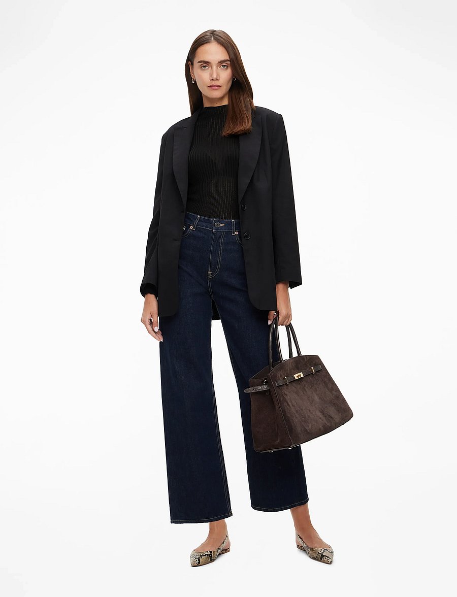 Rosemunde - RWBelize Silk LS T-neck T-shirt - langärmlige tops - black - 2