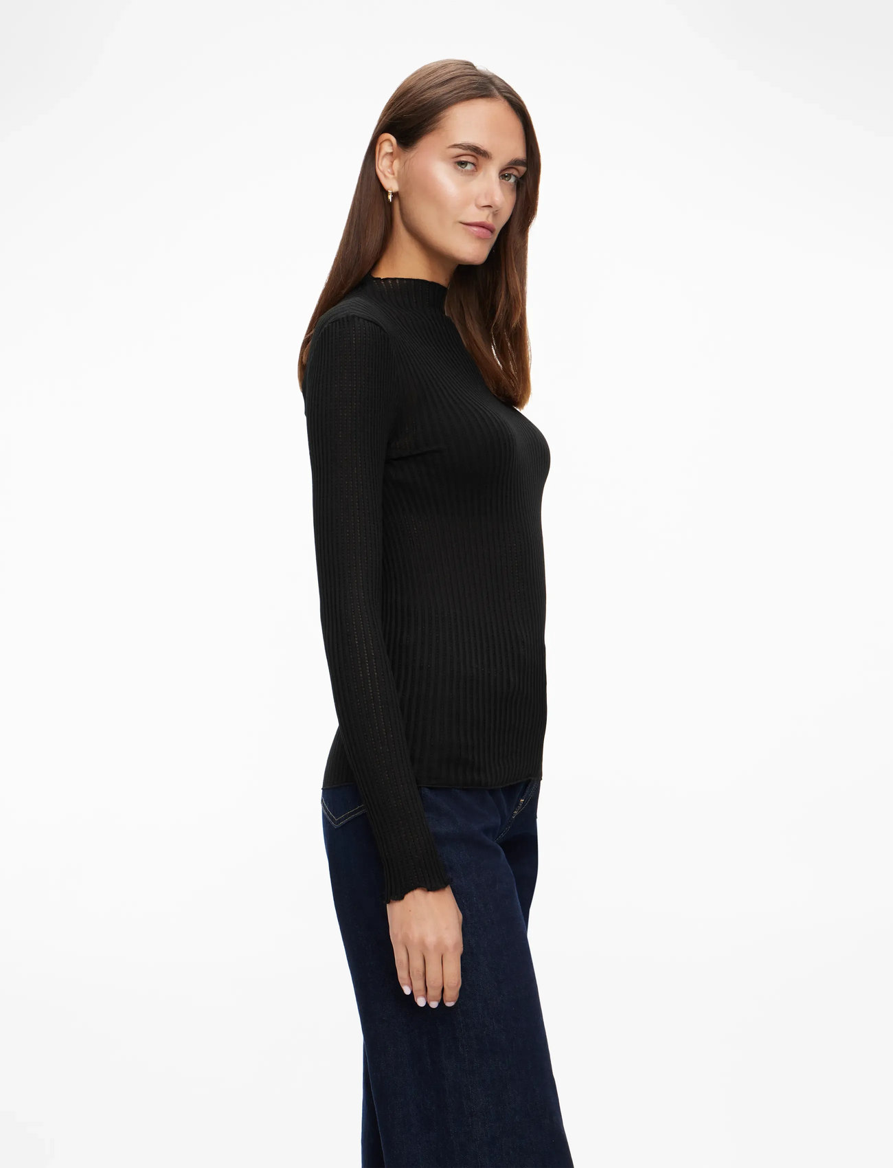 Rosemunde - RWBelize Silk LS  T-neck T-shirt - langærmede toppe - black - 3