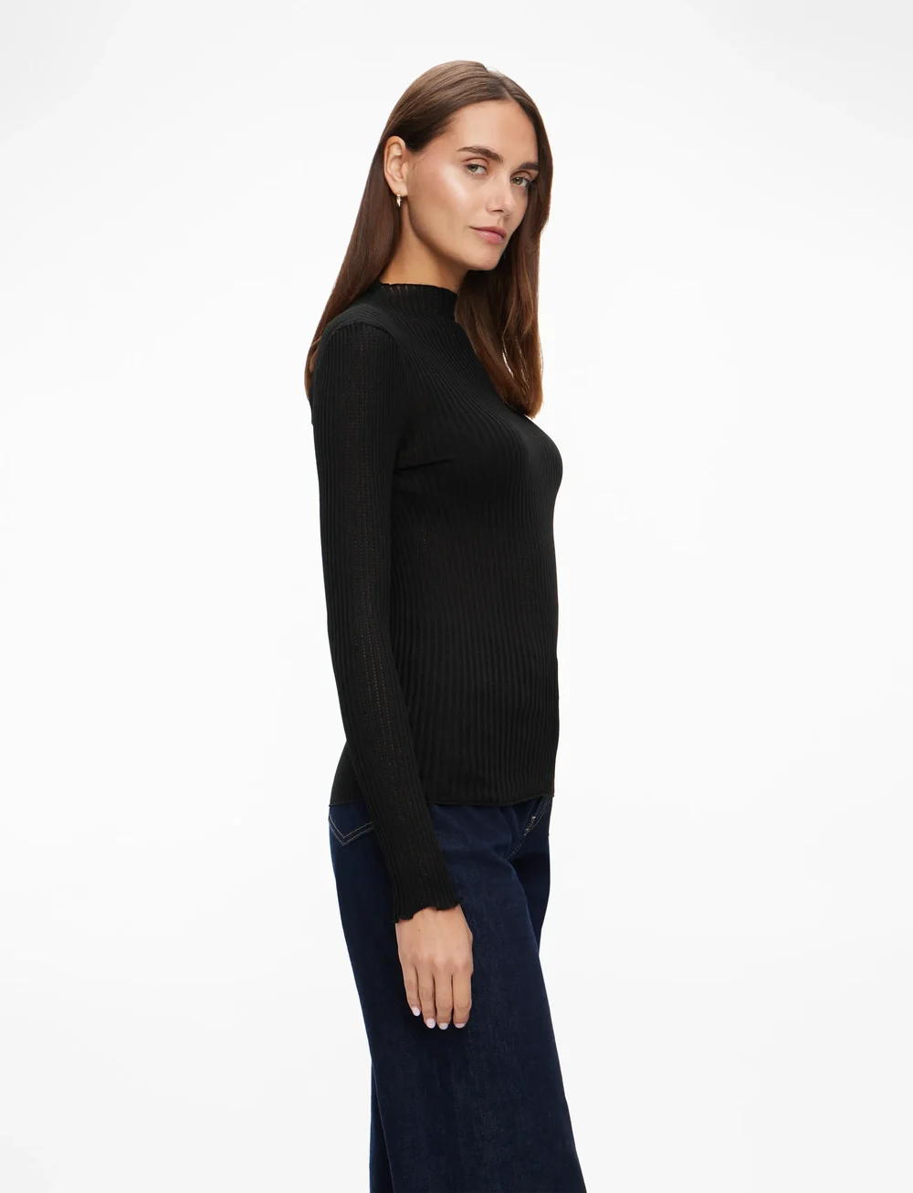 Rosemunde - RWBelize Silk LS  T-neck T-shirt - pikkade varrukatega alussärgid - black - 3
