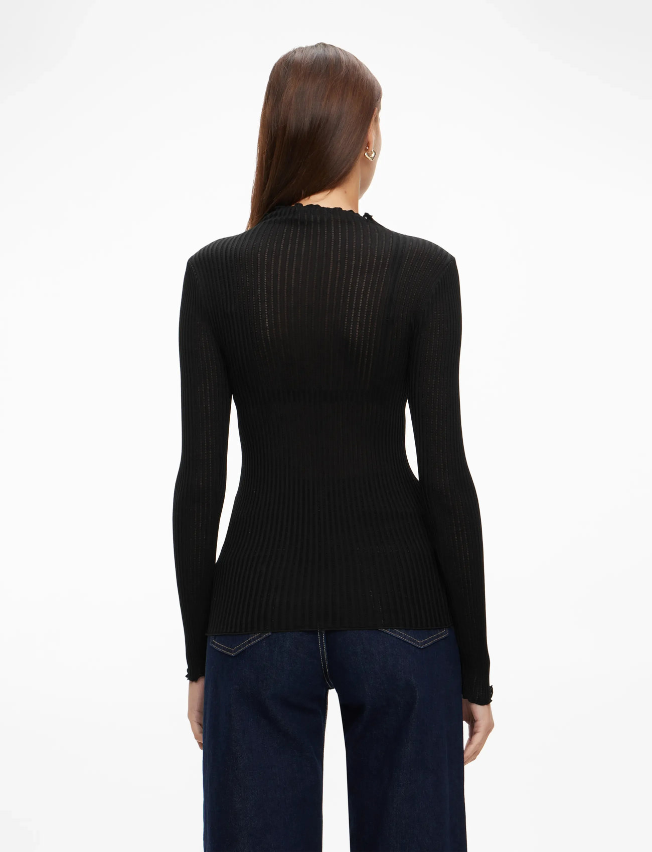 Rosemunde - RWBelize Silk LS  T-neck T-shirt - langærmede toppe - black - 4