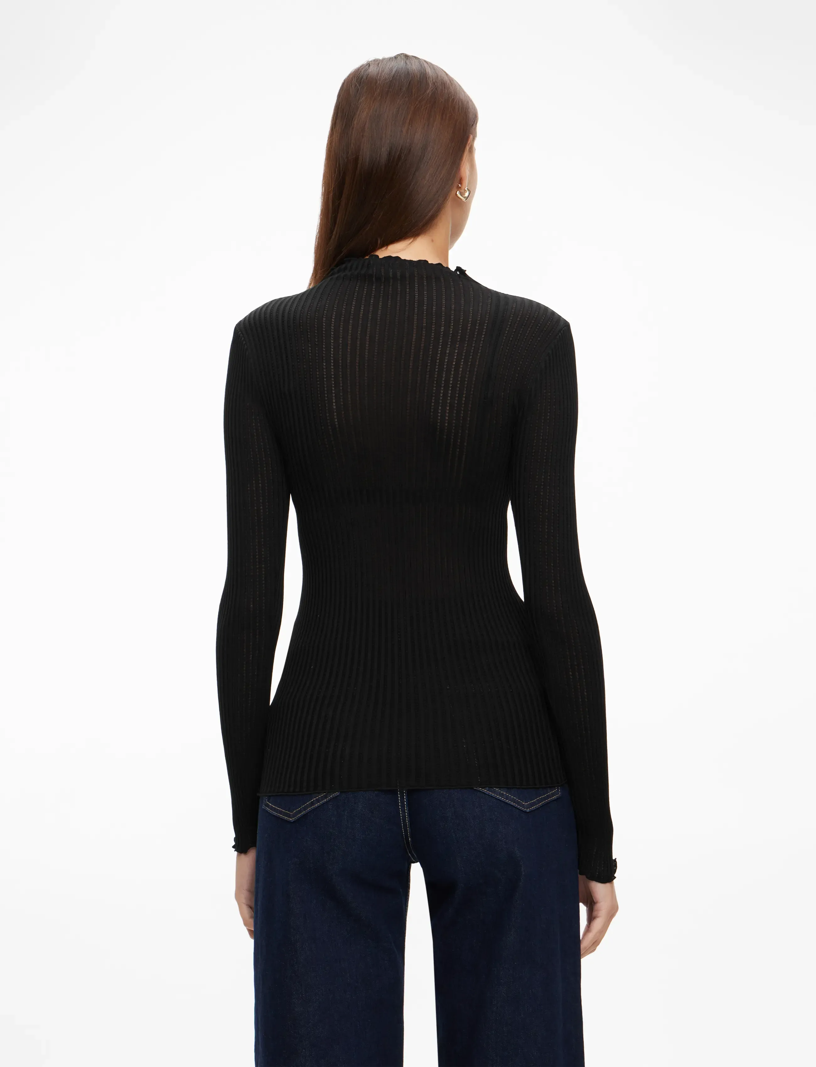 Rosemunde - RWBelize Silk LS T-neck T-shirt - langärmlige tops - black - 4