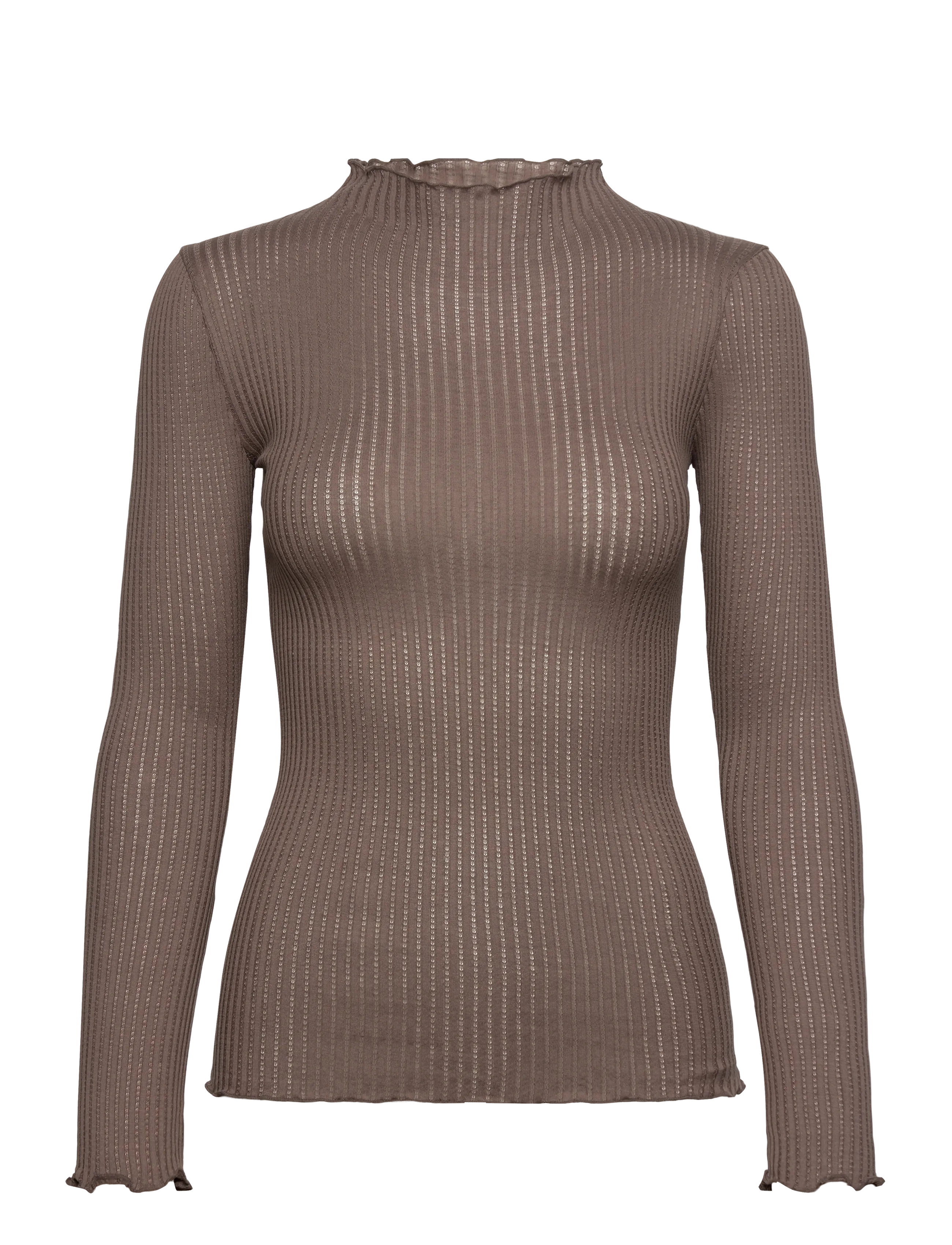 Rosemunde RWBelize Silk LS  T-neck T-shirt - Tøj - FALCON / brown