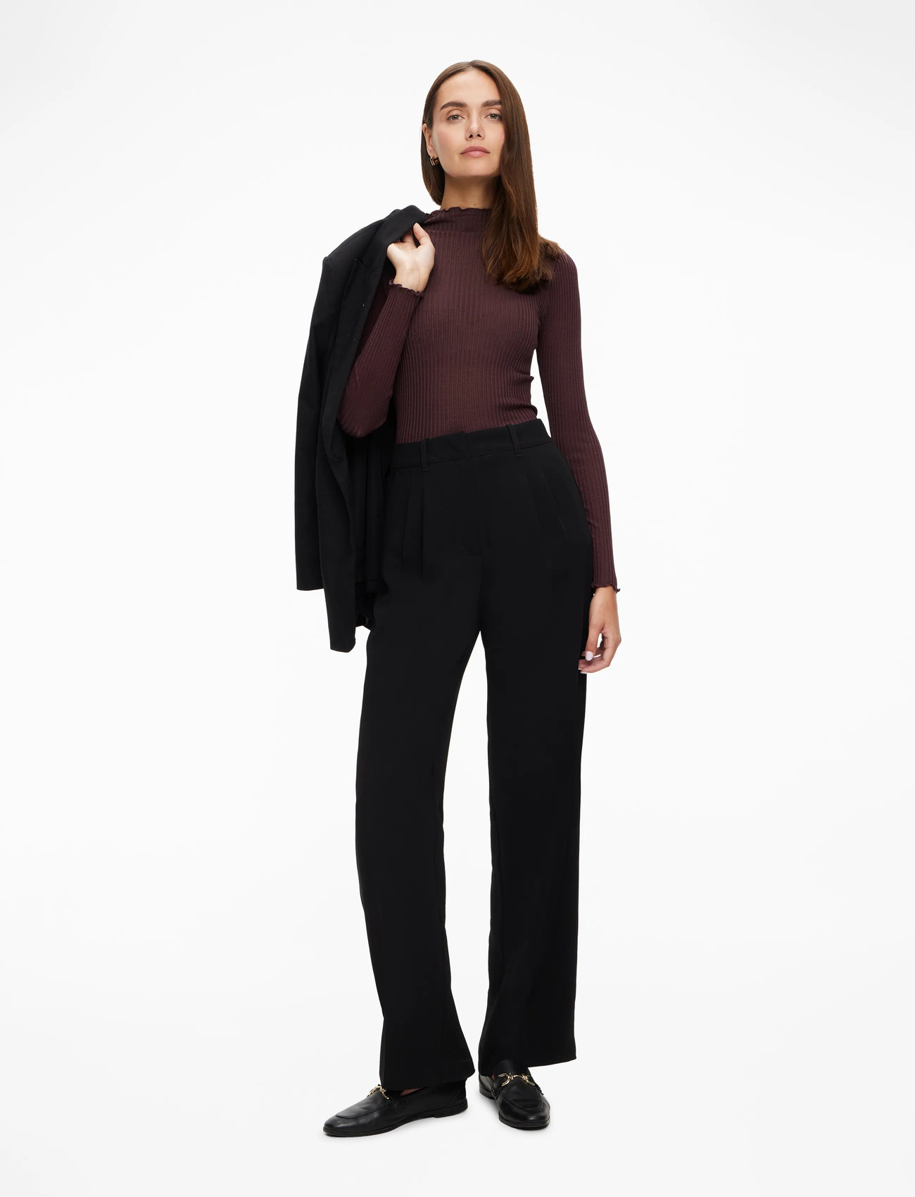 Rosemunde - RWBelize Silk LS  T-neck T-shirt - långärmade toppar - fudge - 2