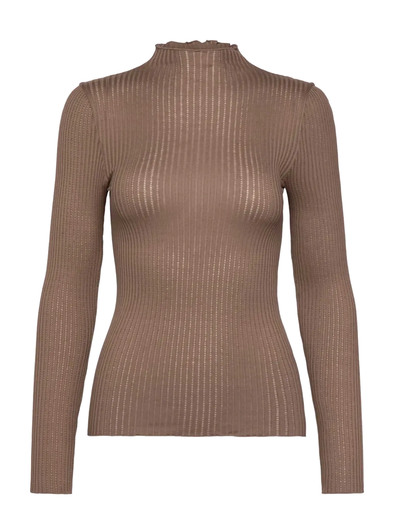 Rosemunde RWBelize Silk LS  T-neck T-shirt - Kleidung - WALNUT / brown