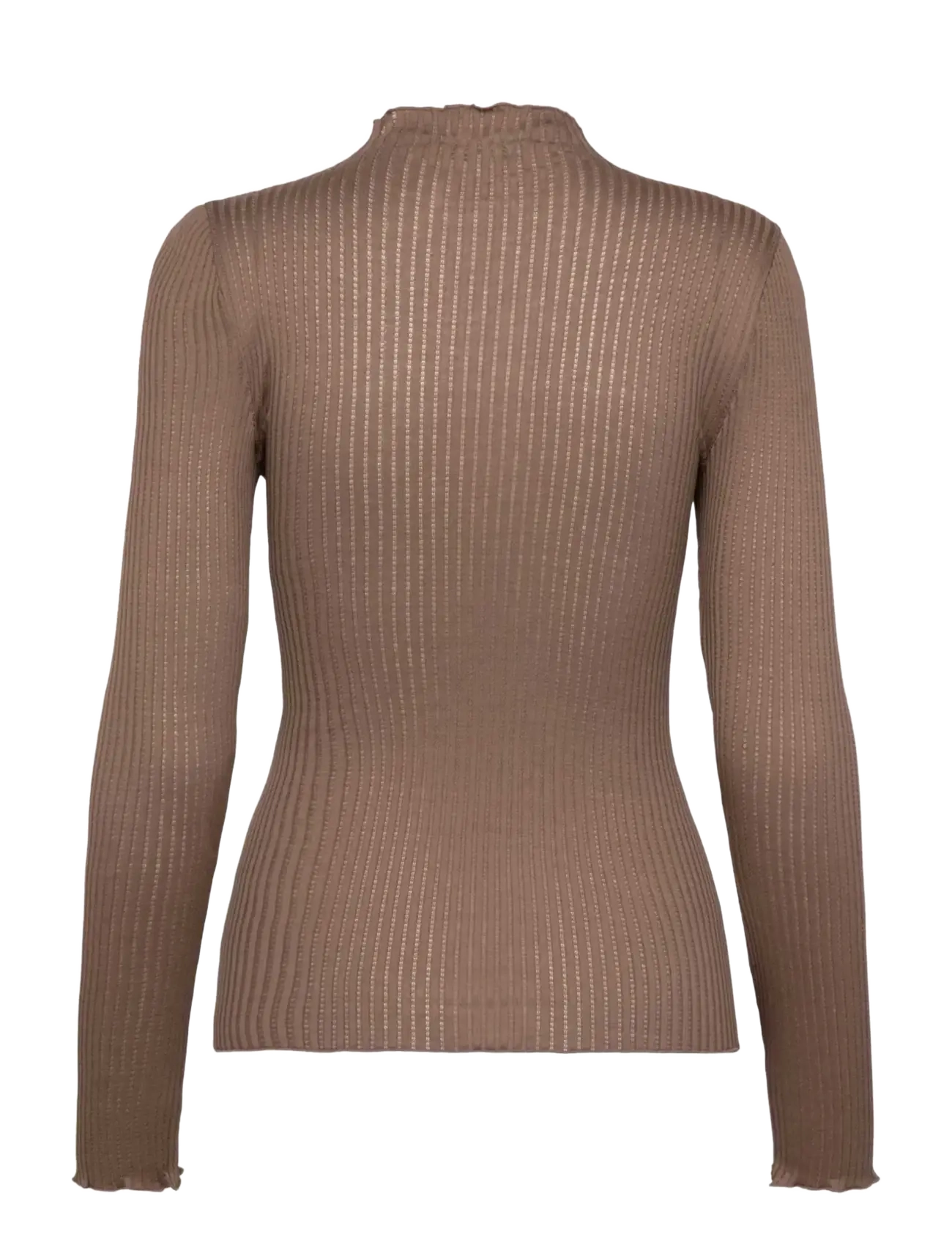 Rosemunde - RWBelize Silk LS  T-neck T-shirt - langärmlige tops - walnut - 1