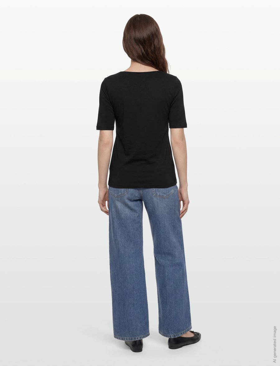 Rosemunde - RWNatali 2/4 Boatneck T-shirt - t-shirts - black - 4
