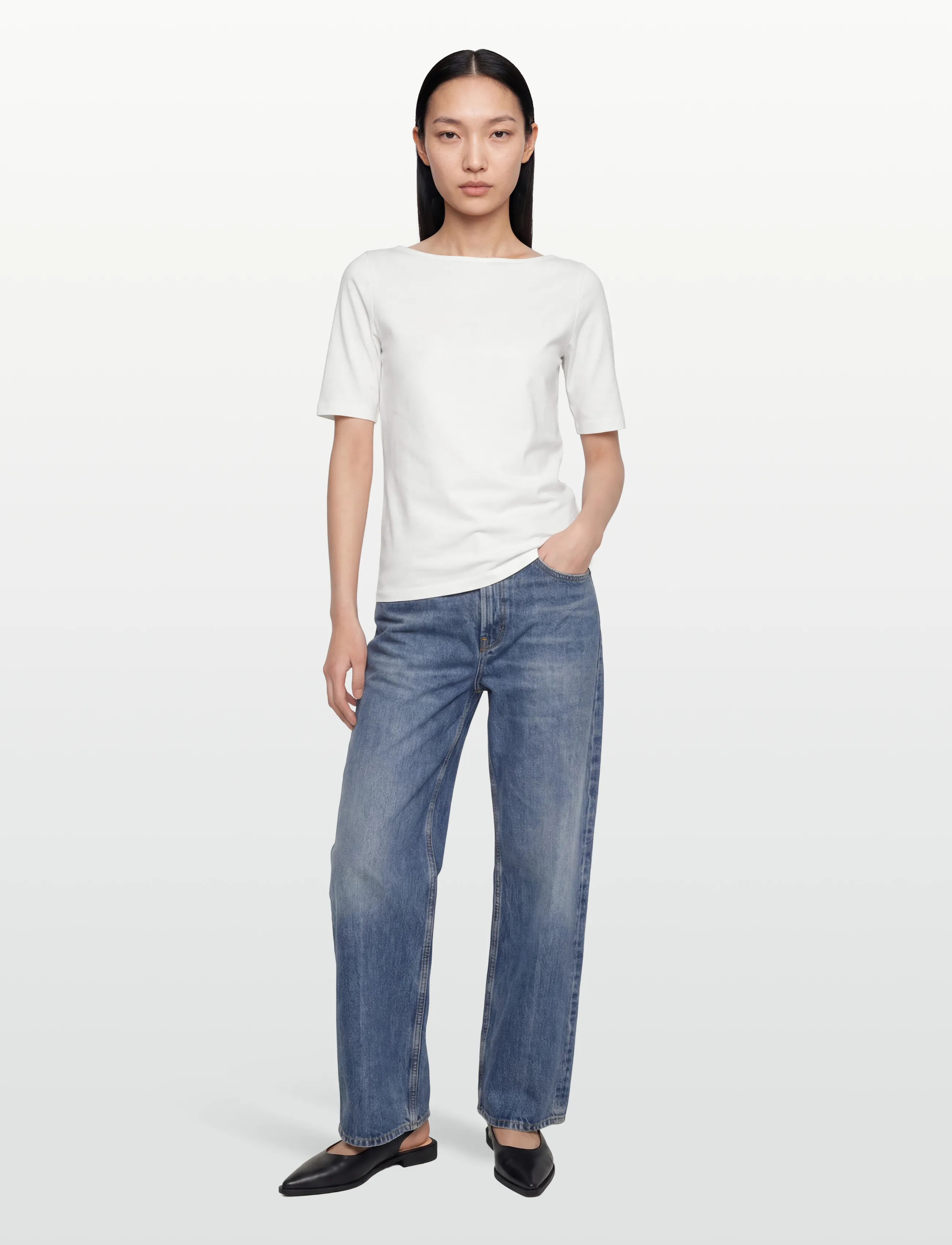 Rosemunde RWNatali 2/4 Boatneck T-shirt - T-shirts - CLOUD DANCER / white