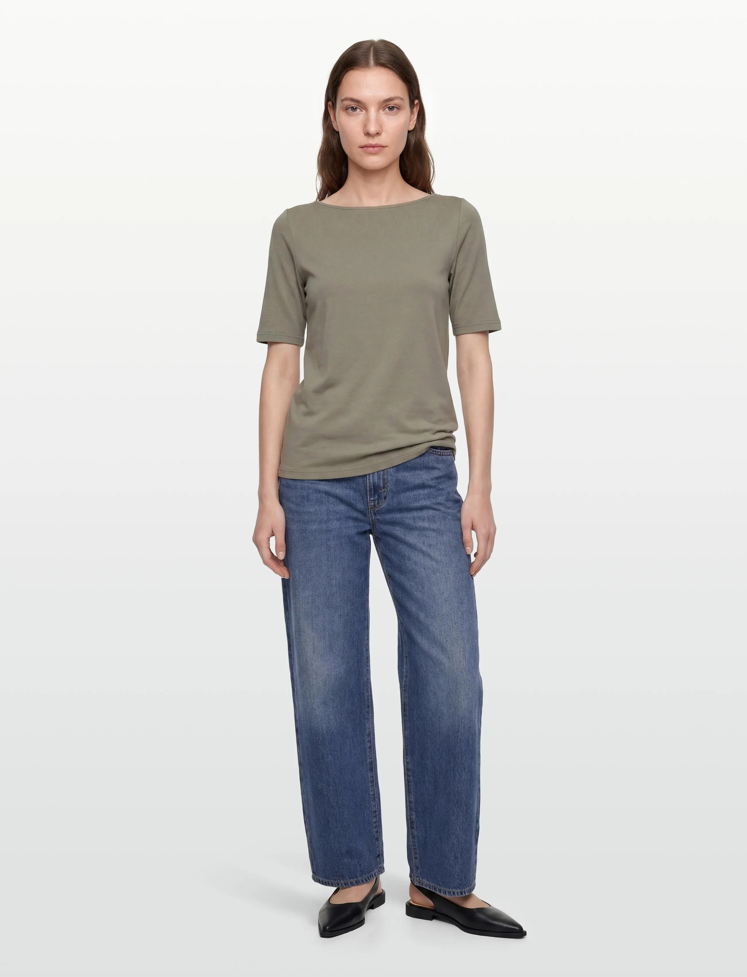 Rosemunde RWNatali 2/4 Boatneck T-shirt - T-shirts & Tops - DRIED SAGE / khaki/green
