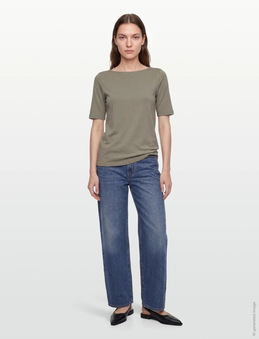 Rosemunde - RWNatali 2/4 Boatneck T-shirt - t-shirts - dried sage - 0