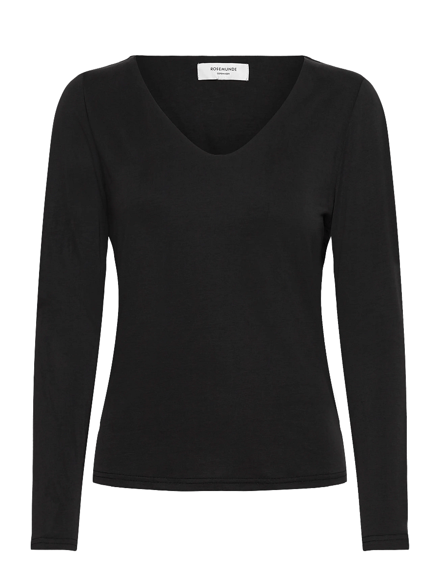 Rosemunde - RWElma Modal V-neck T-shirt - tops - black - 0